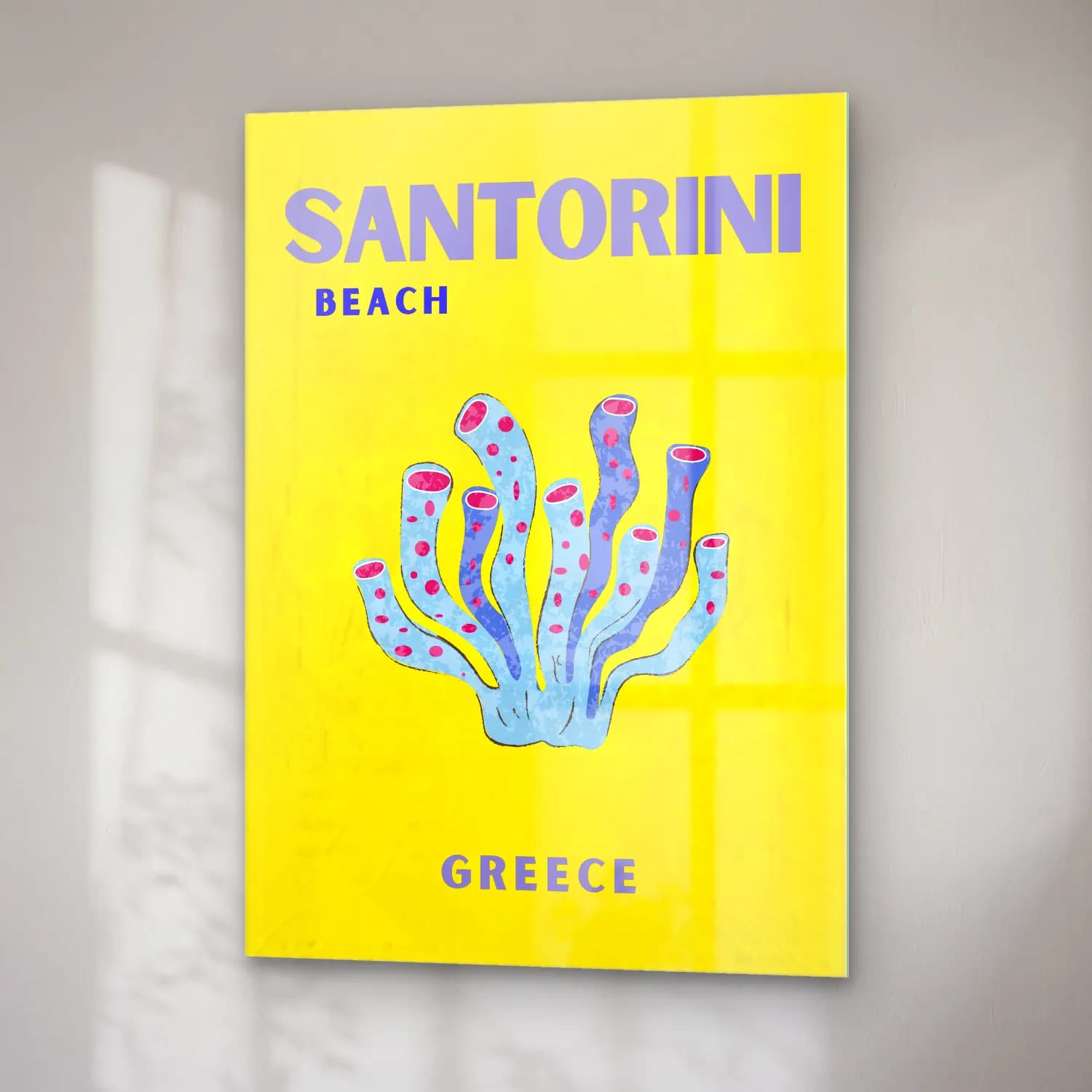 Vintage Poster Dalgalı Sahil cam tablo — sağ açıdan görünüm