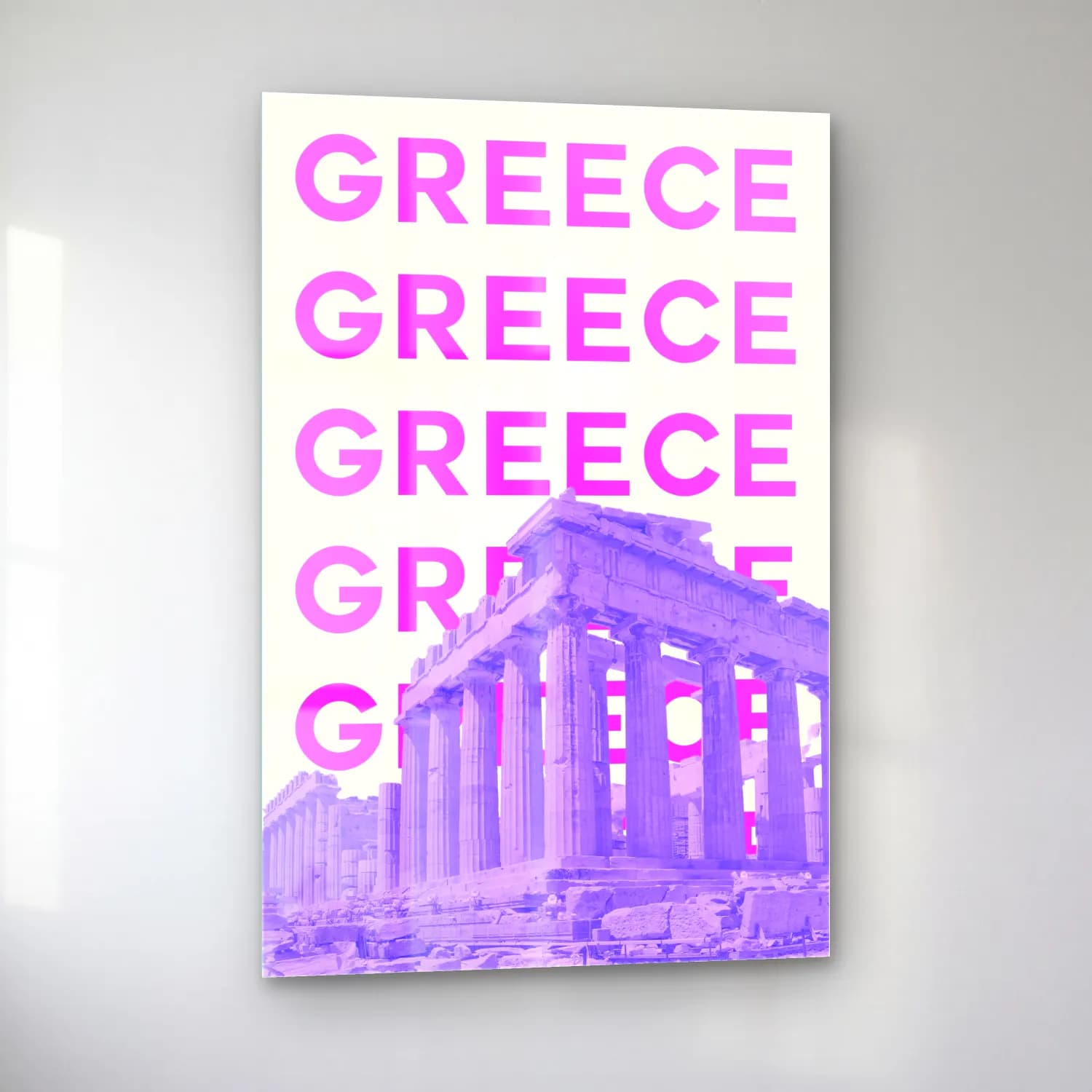Vintage Poster Yunan Adası cam tablo — sol açıdan görünüm