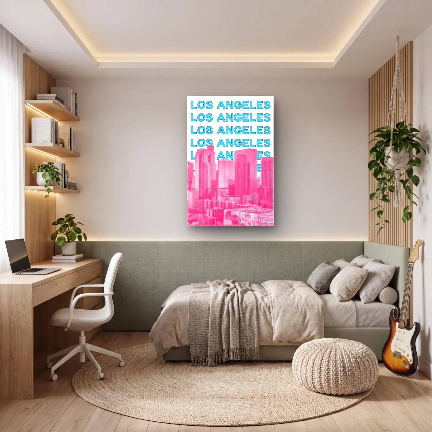 Pastel Gece Şehir No. 4 cam tablo — genç odasında