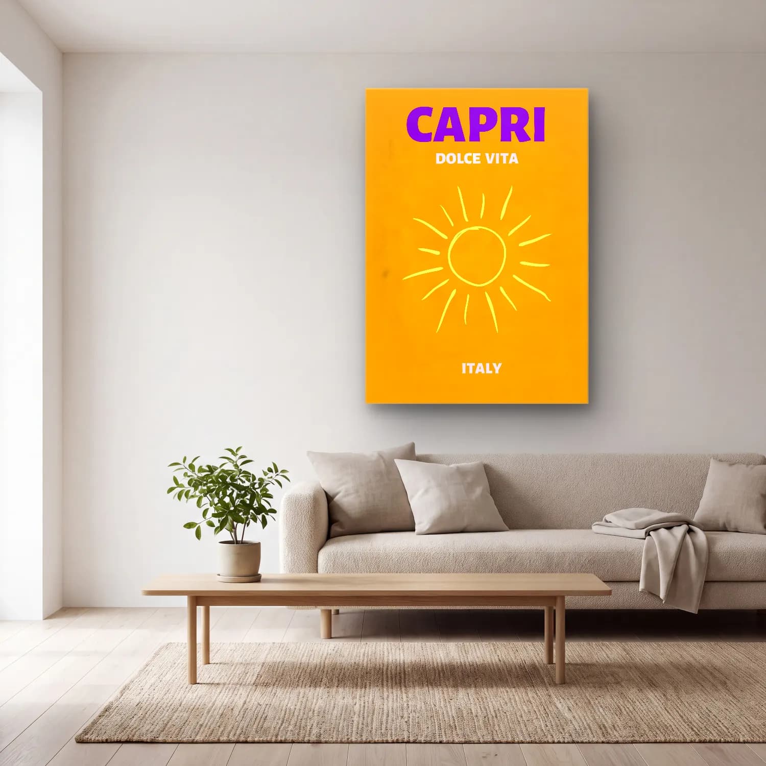 Pop Art Makarna – Turuncu Tonlar cam tablo — açık renk salonda