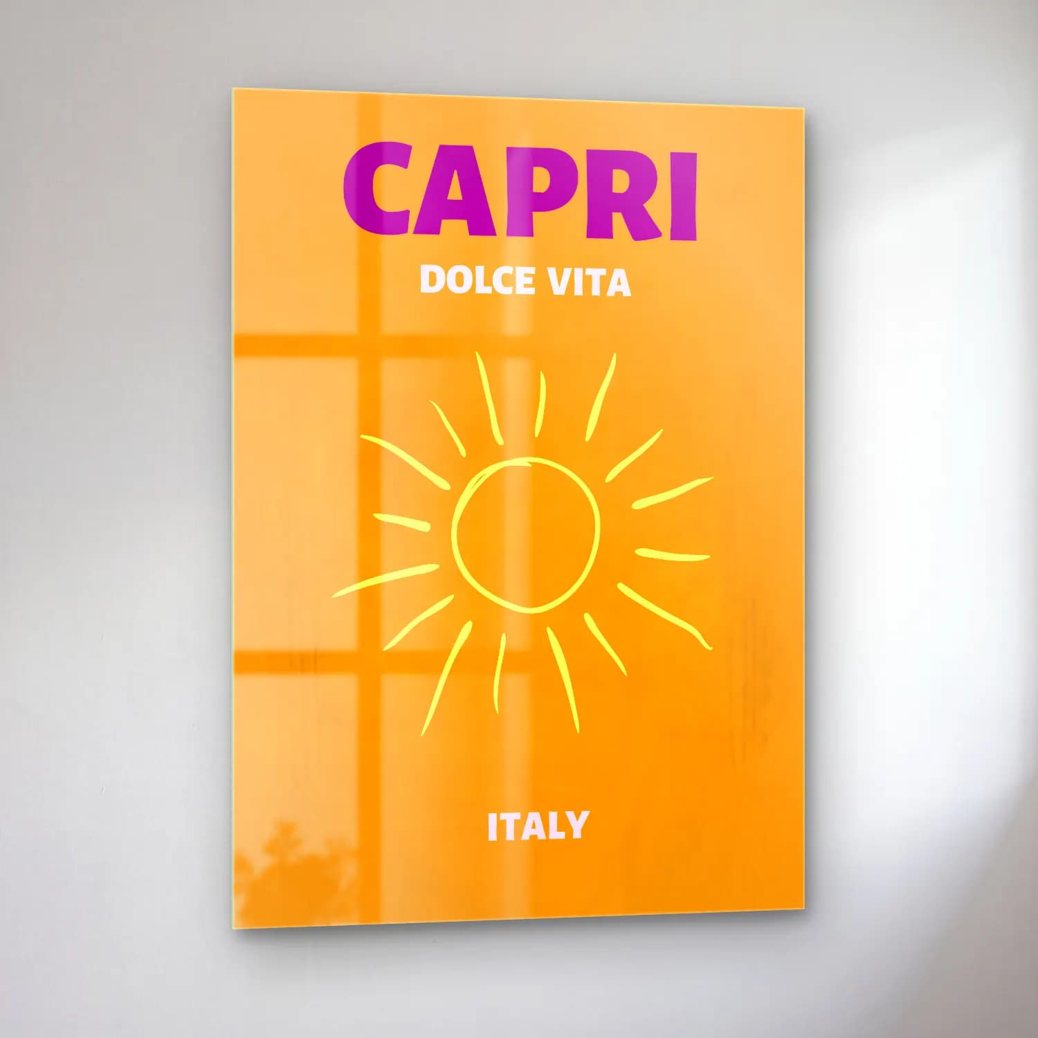 Pop Art Makarna – Turuncu Tonlar cam tablo — sol açıdan görünüm