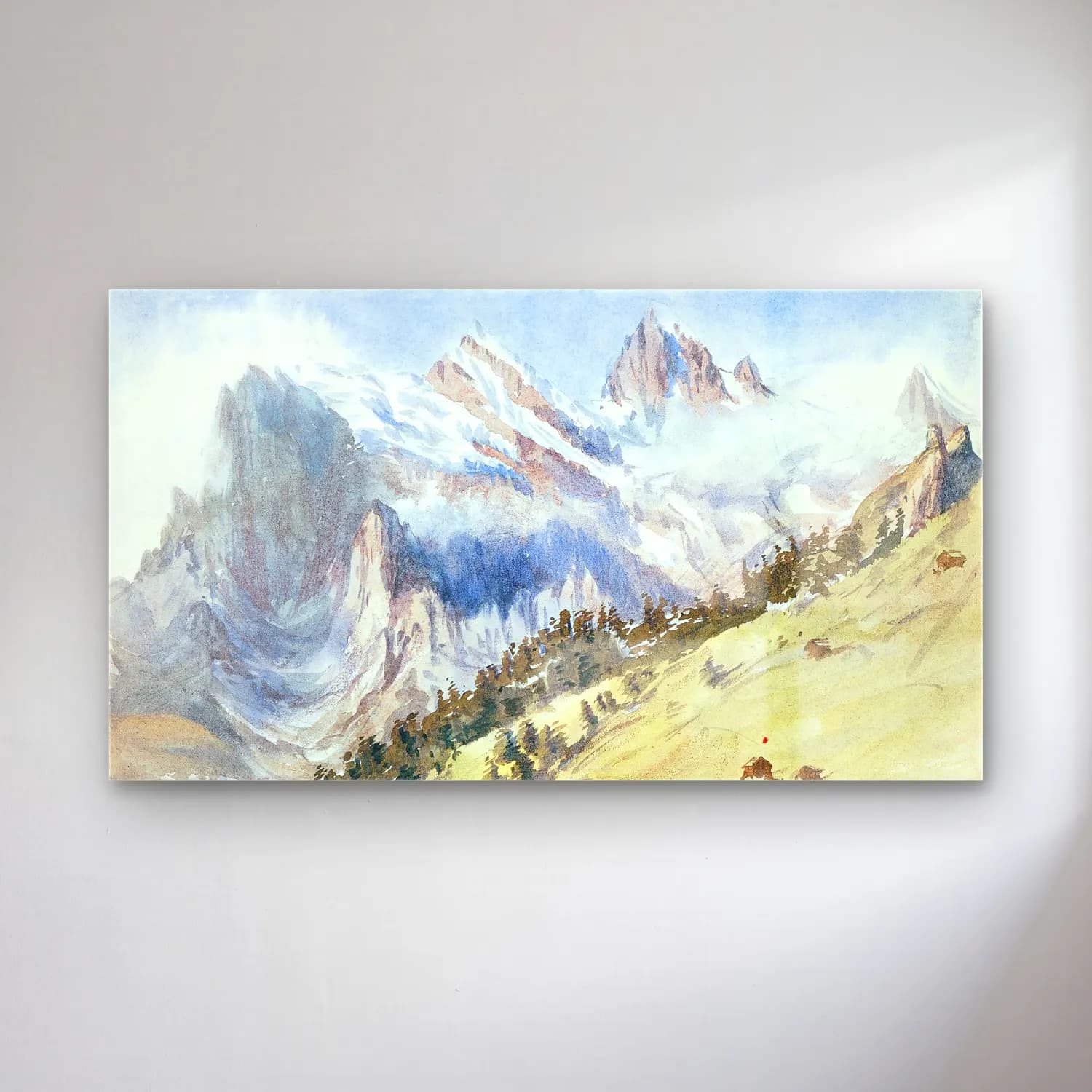 John Singer Sargent – Gspaltenhorn, Mürren from Splendid Mountain Watercolours… cam tablo — John Singer Sargent – Gspaltenhorn, Mürren from Splendid Mountain Watercolours… — suluboya dağ manzarası