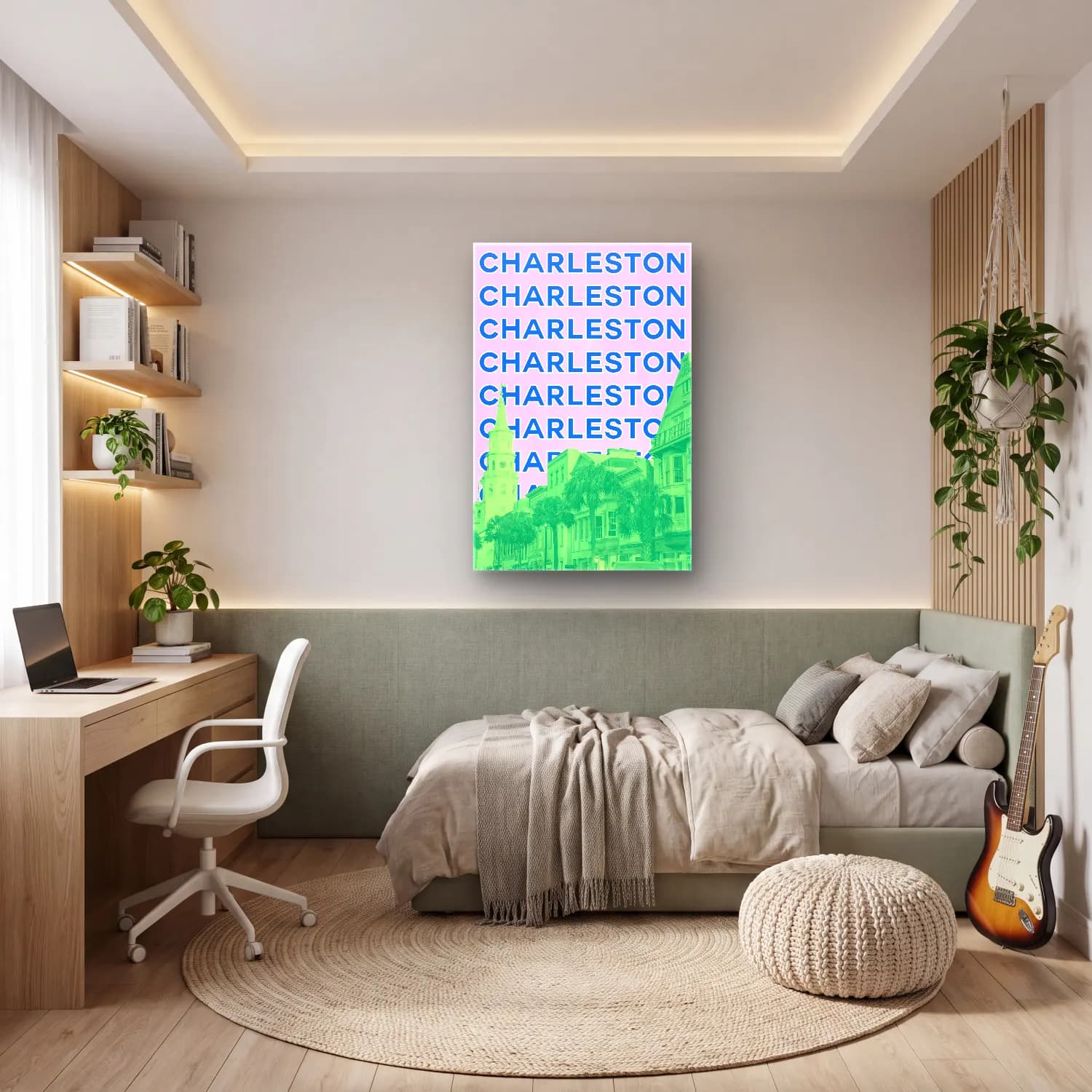 Maksimalist Katedral – Turkuaz Tonlar cam tablo — genç odasında