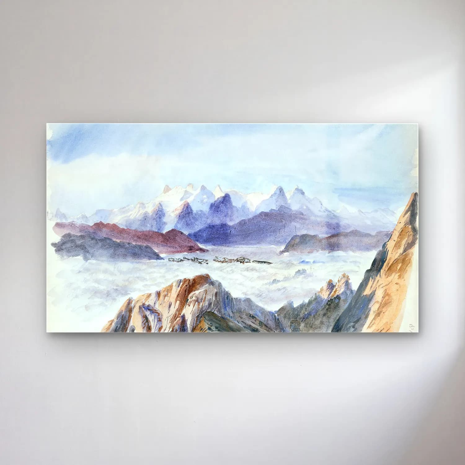 John Singer Sargent – Iselle from Mount Pilatus from Splendid Mountain… cam tablo — John Singer Sargent – Iselle from Mount Pilatus from Splendid Mountain… — suluboya dağ manzarası