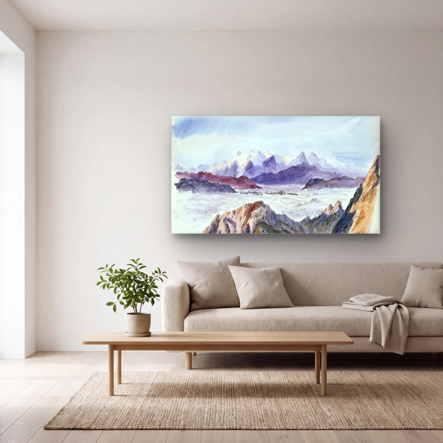 John Singer Sargent – Iselle from Mount Pilatus from Splendid Mountain… cam tablo — açık renk salonda