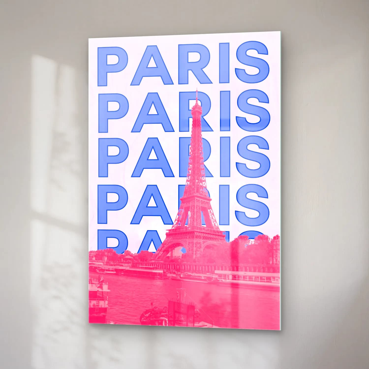Pastel Paris ve Eyfel Kulesi No. 6 cam tablo — sağ açıdan görünüm