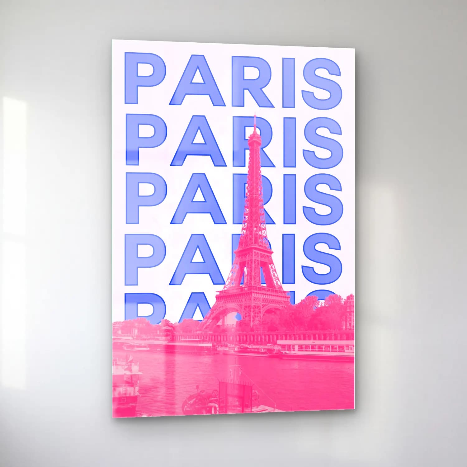 Pastel Paris ve Eyfel Kulesi No. 6 cam tablo — sol açıdan görünüm