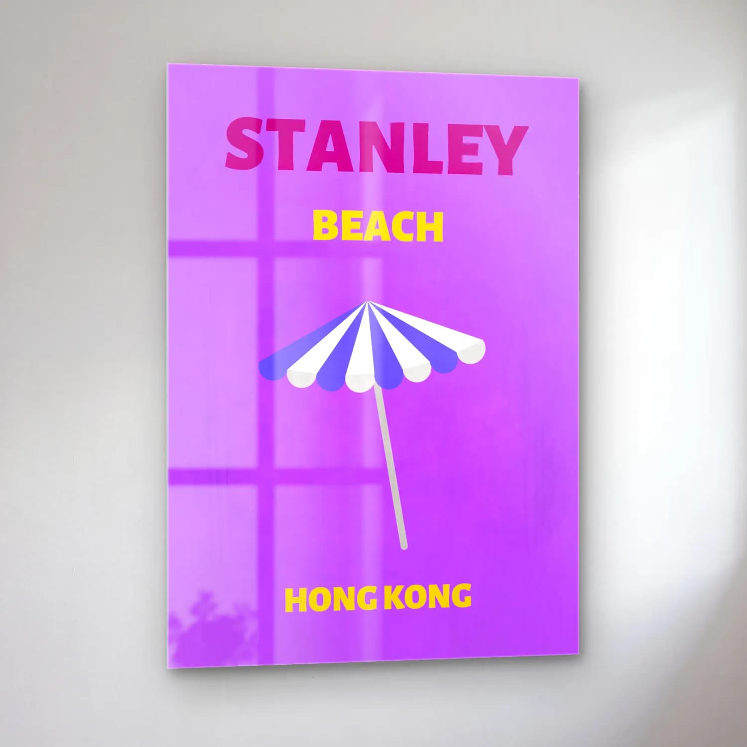 Pastel Plaj Şemsiyeleri No. 9 cam tablo — sol açıdan görünüm