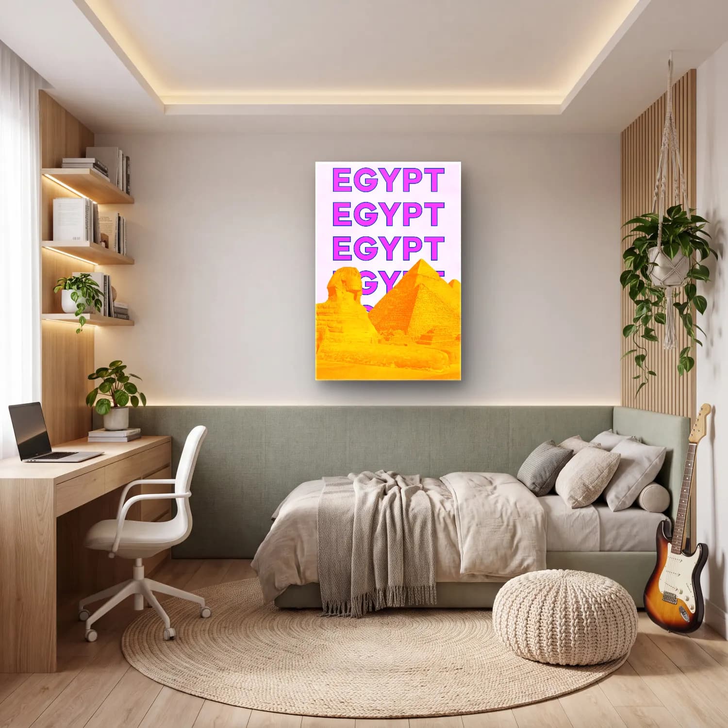 Pastel Mısır Piramitleri – Pembe Tonlar cam tablo — genç odasında