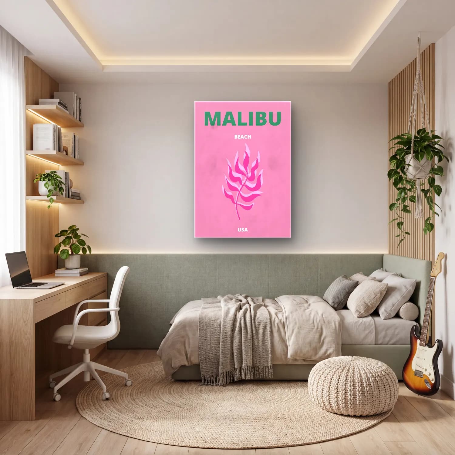 Pastel Dalgalı Sahil No. 19 cam tablo — genç odasında