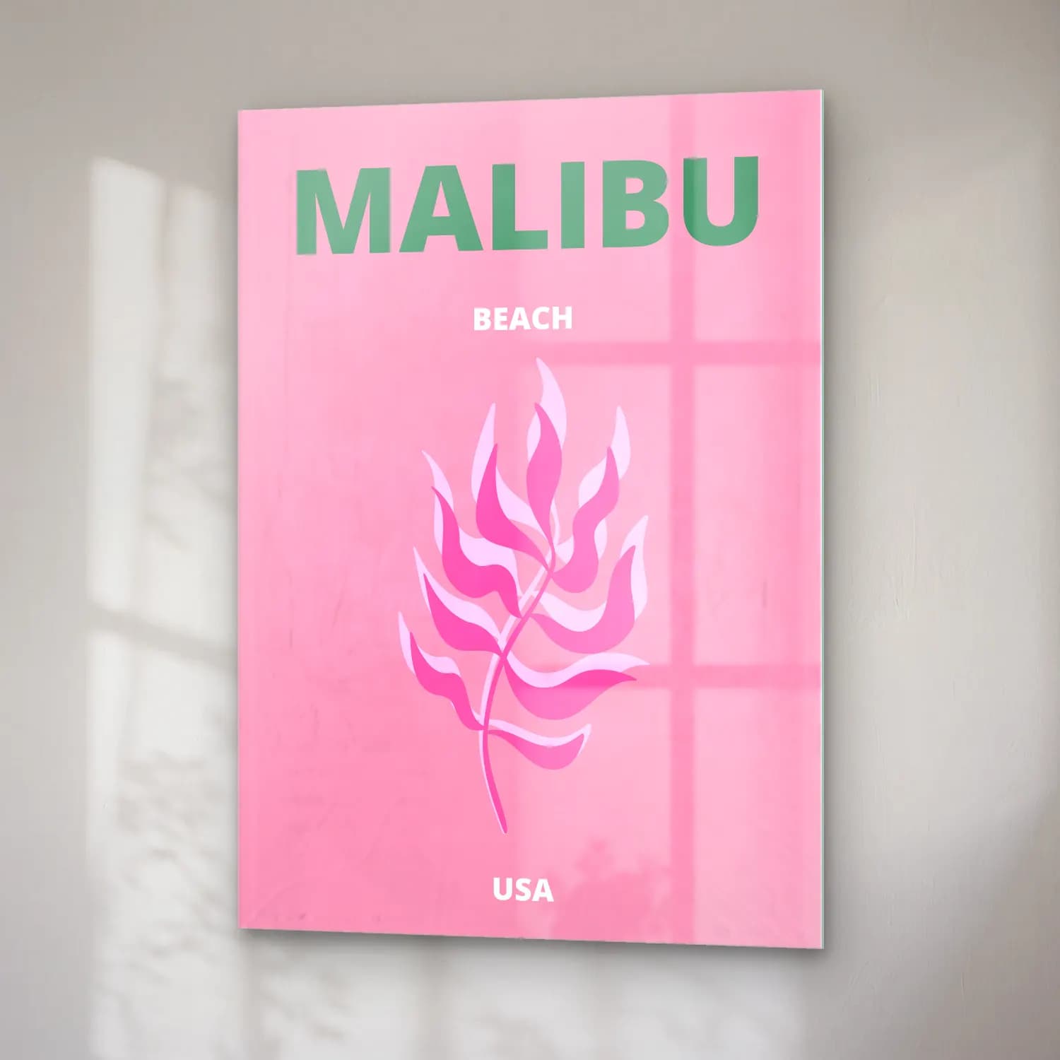 Pastel Dalgalı Sahil No. 19 cam tablo — sağ açıdan görünüm