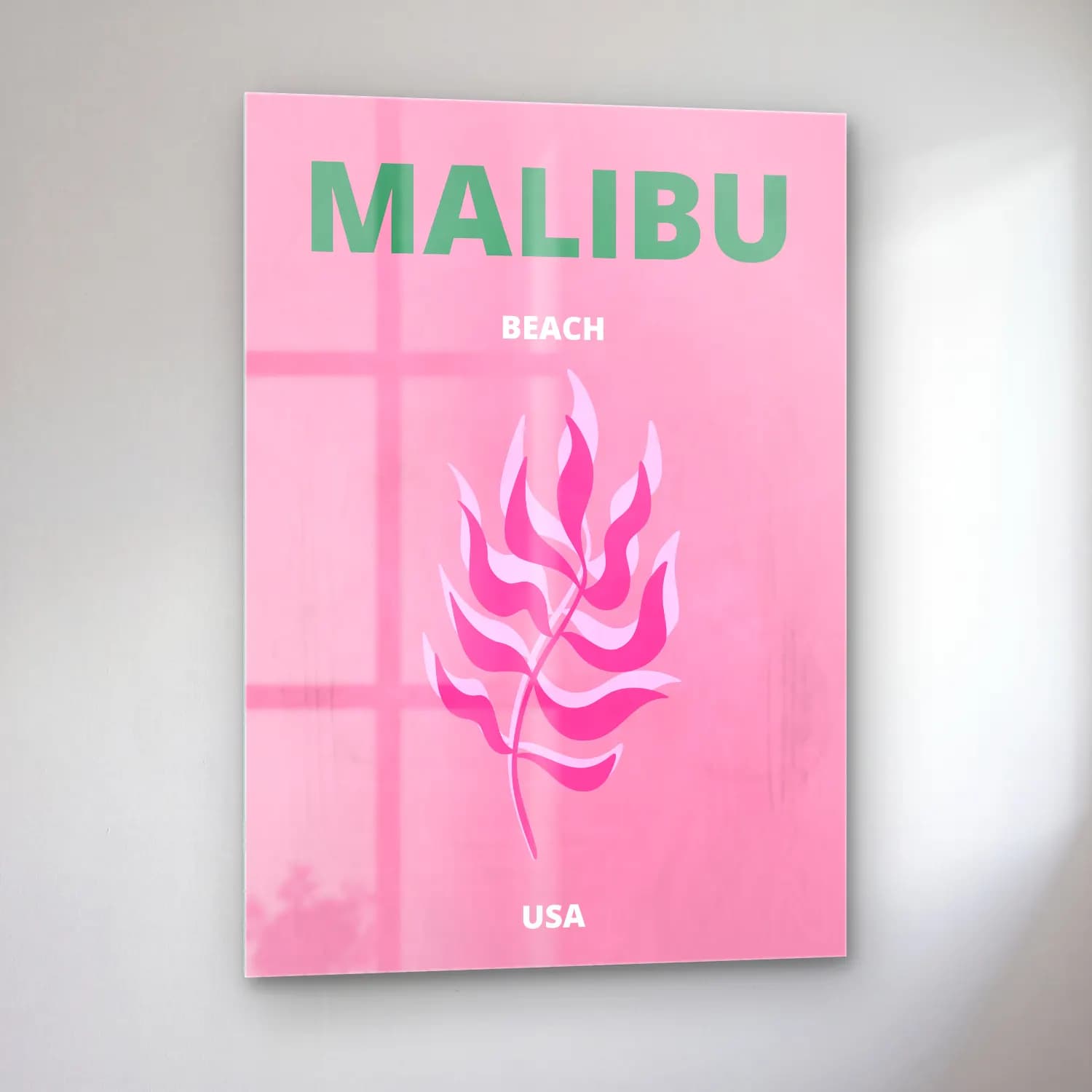 Pastel Dalgalı Sahil No. 19 cam tablo — sol açıdan görünüm