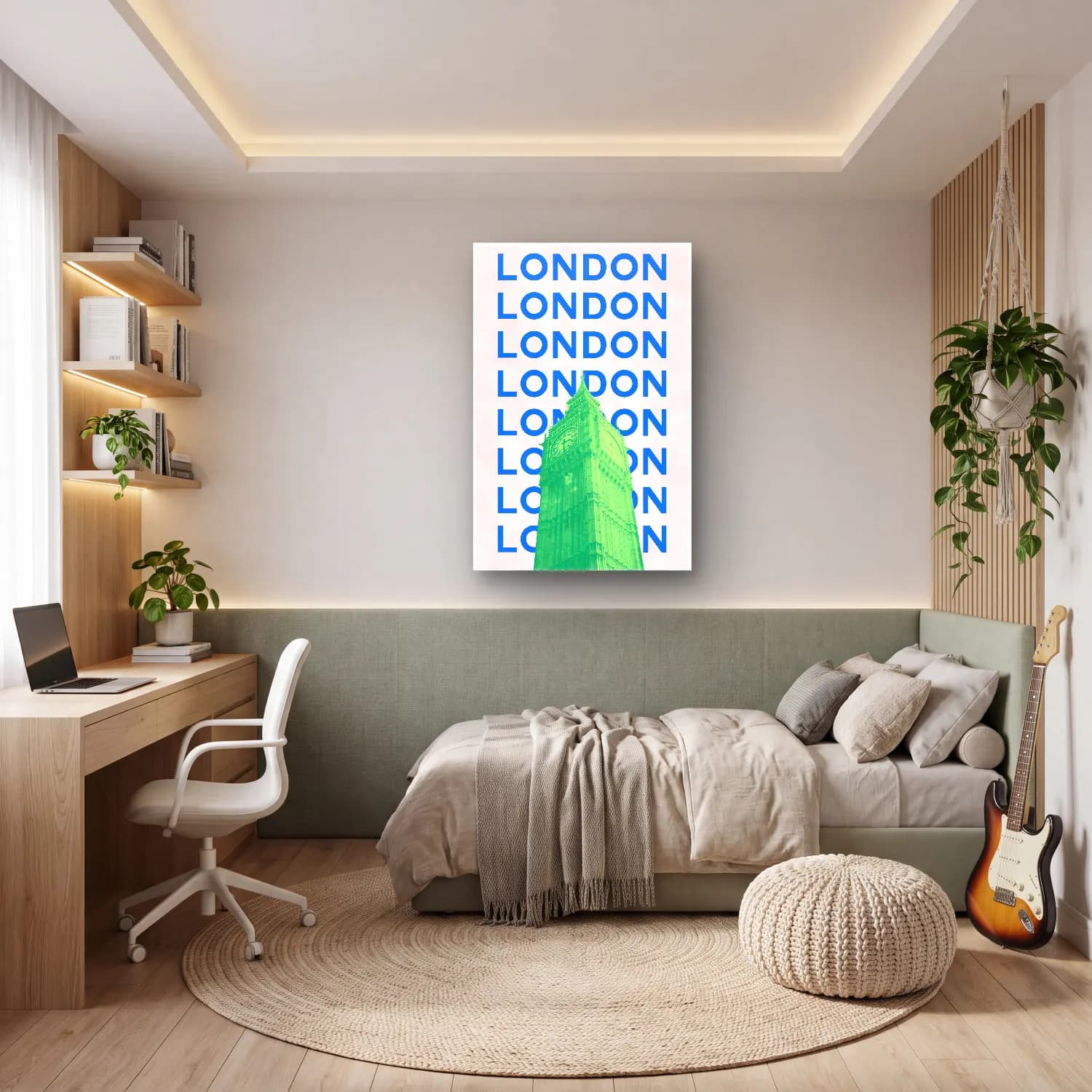 Pastel Londra No. 4 cam tablo — genç odasında