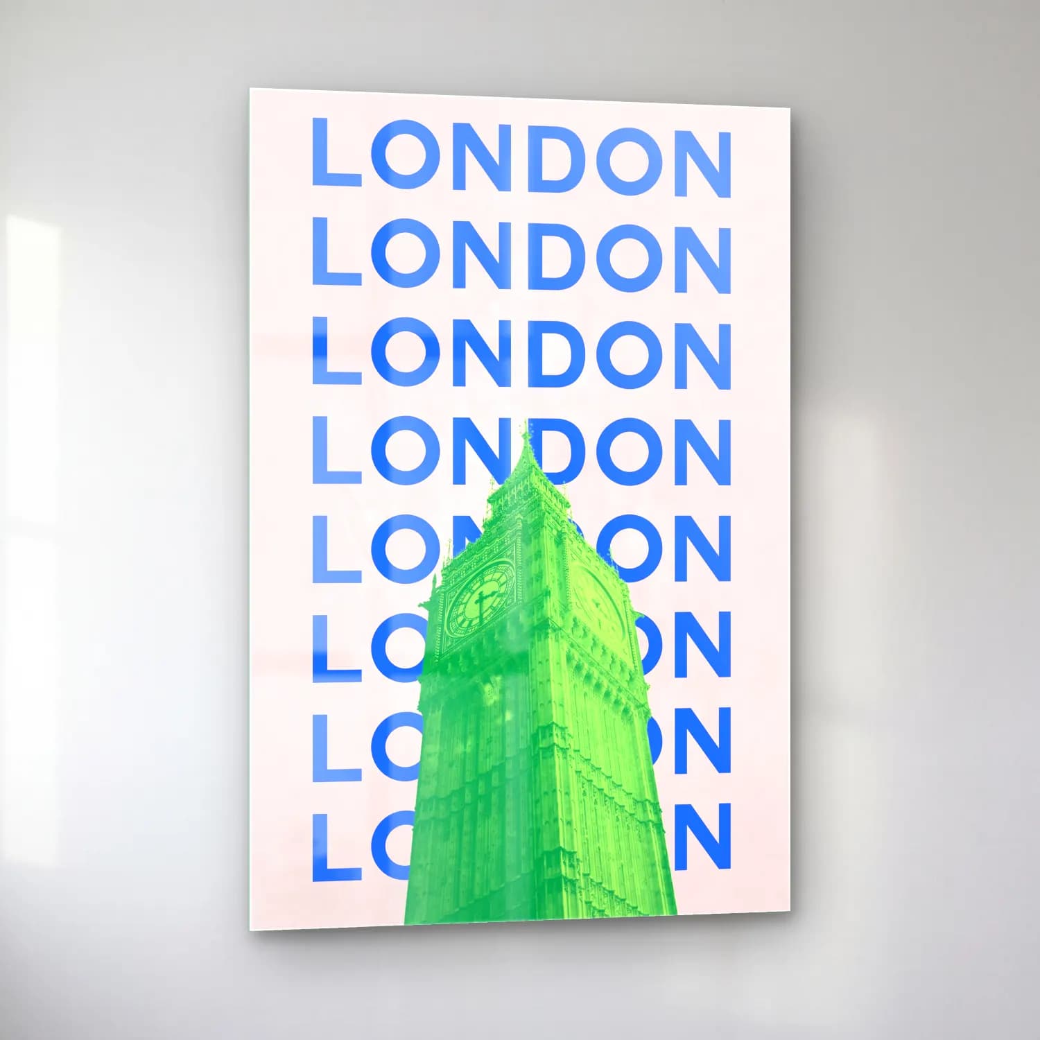 Pastel Londra No. 4 cam tablo — sol açıdan görünüm