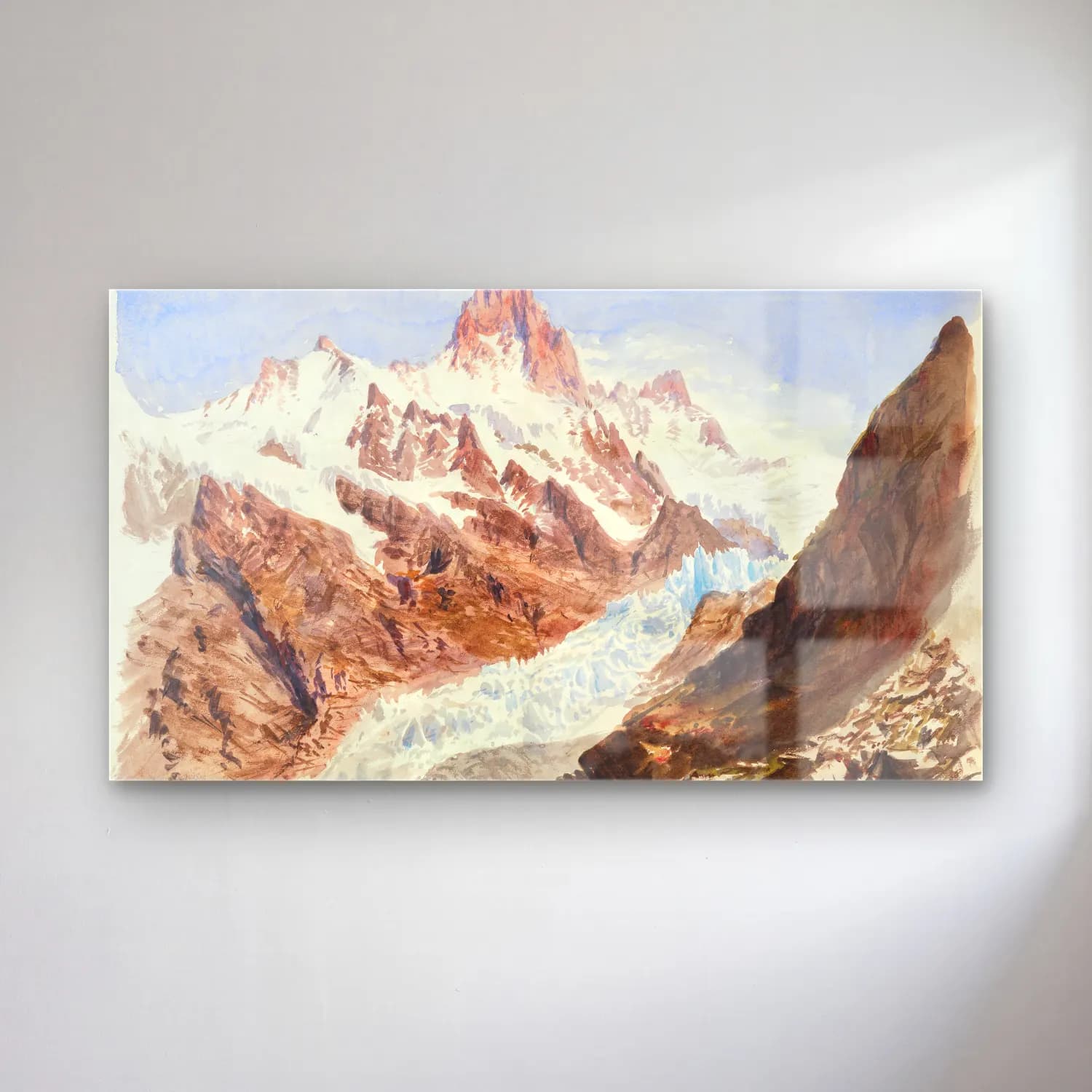 John Singer Sargent – Schreckhorn, Eismeer from Splendid Mountain Watercolours… cam tablo — John Singer Sargent – Schreckhorn, Eismeer from Splendid Mountain Watercolours… — suluboya dağ manzarası