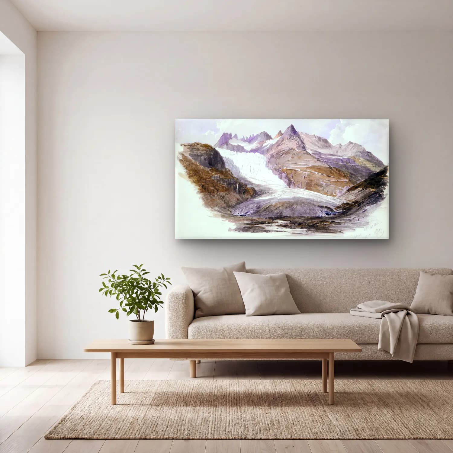 John Singer Sargent – Splendid Mountain Watercolours cam tablo — açık renk salonda