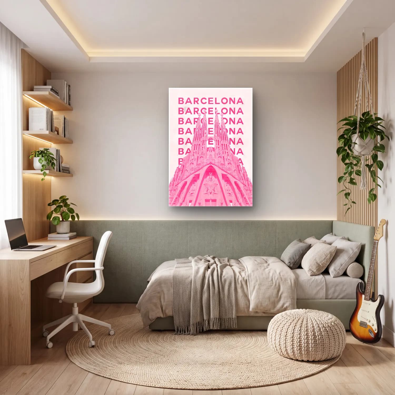 Pastel Katedral No. 3 cam tablo — genç odasında