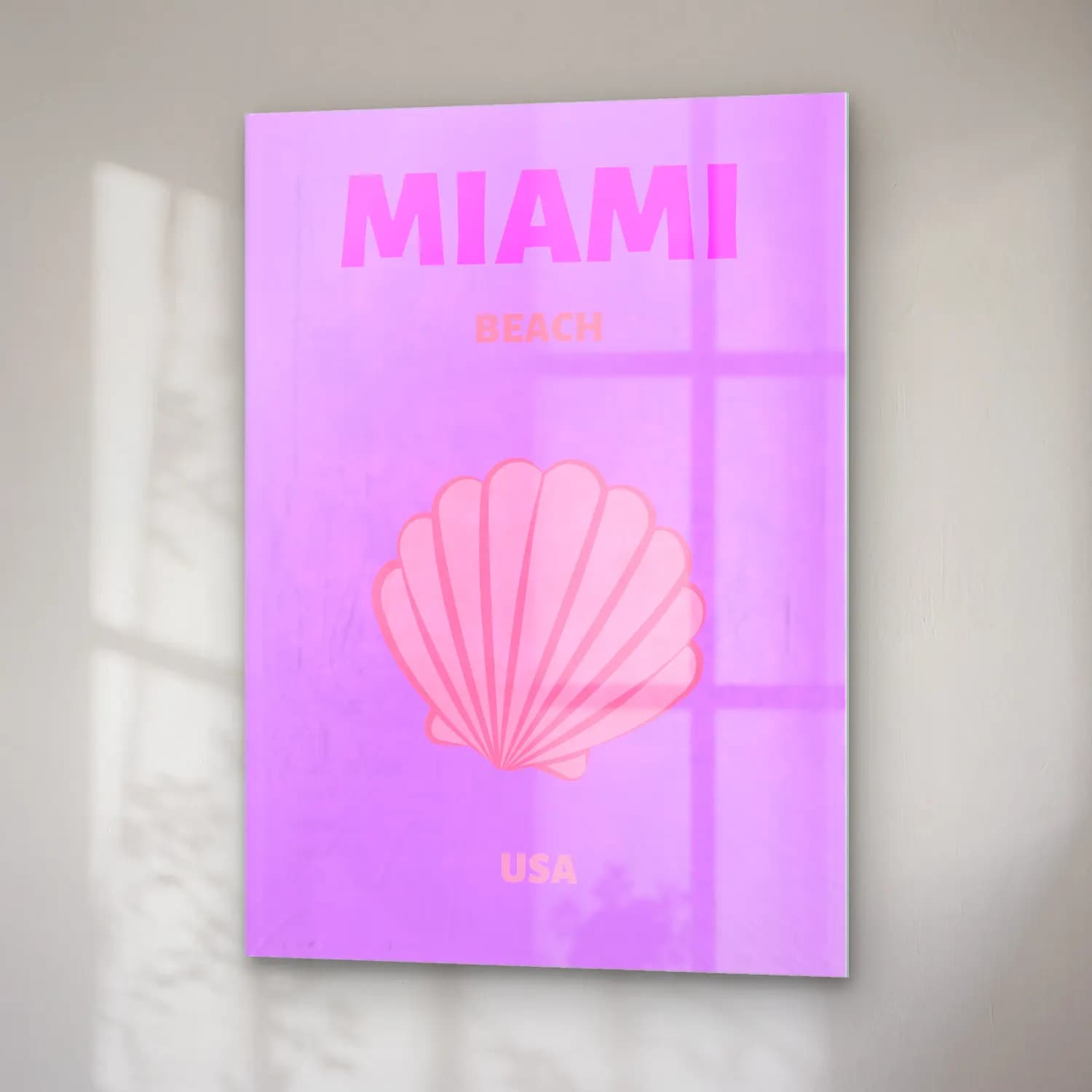 Pastel Deniz Kabukları No. 37 cam tablo — sağ açıdan görünüm