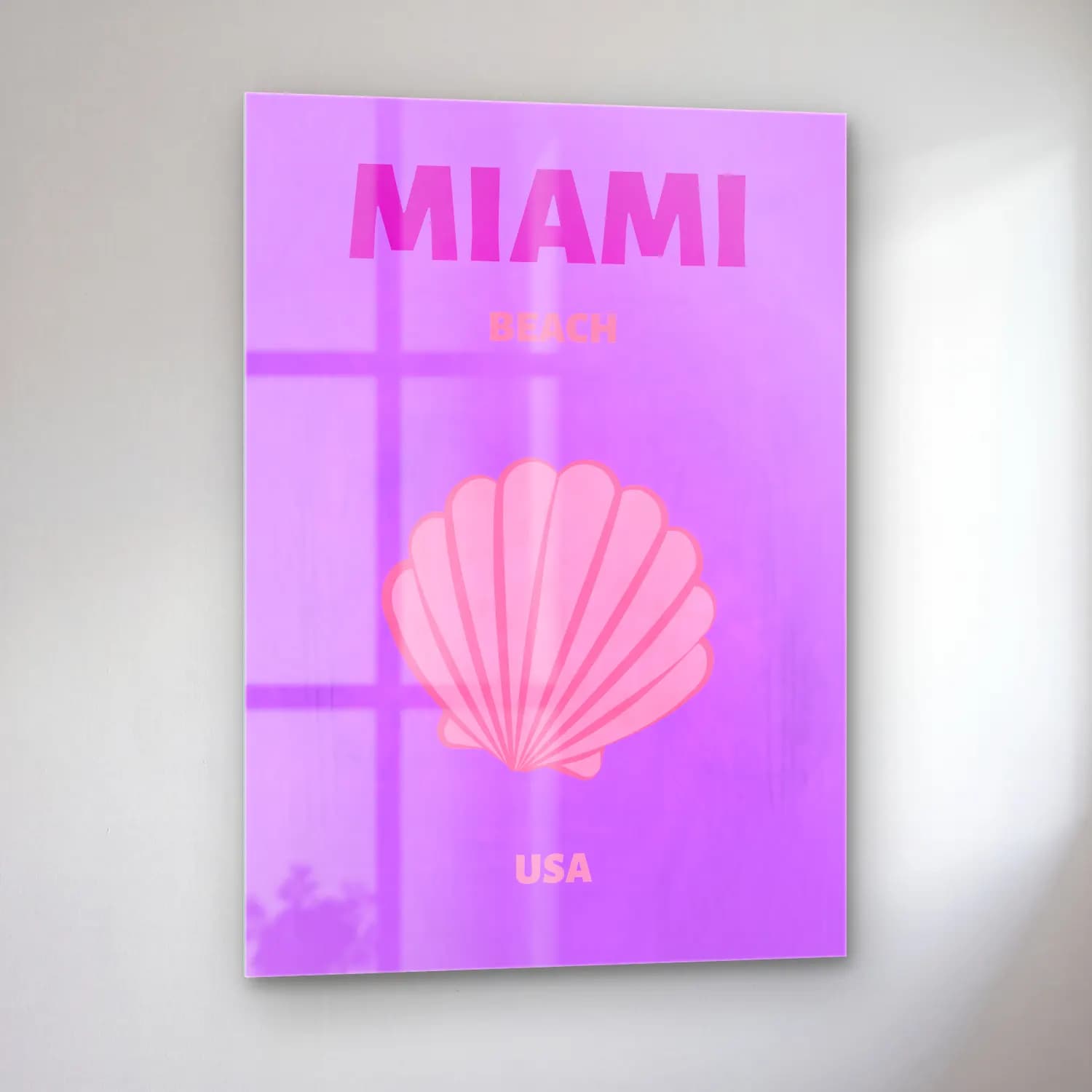 Pastel Deniz Kabukları No. 37 cam tablo — sol açıdan görünüm