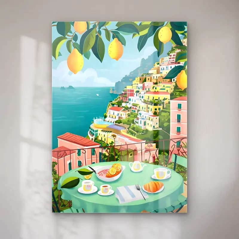 Pastel İtalyan Sahili No. 4 cam tablo — Pastel İtalyan Sahili No. 4 — pastel i̇talyan sahili