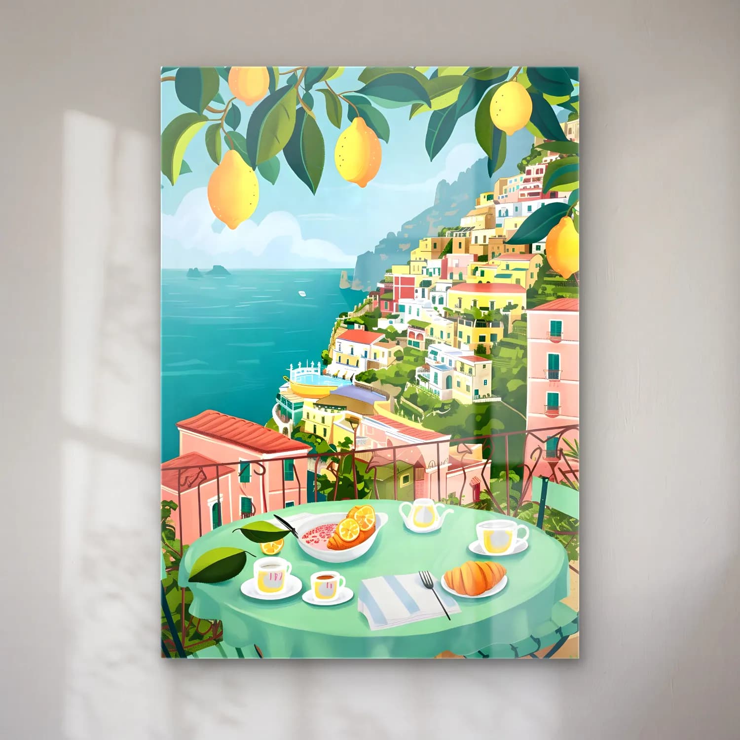 Pastel İtalyan Sahili No. 4 cam tablo — Pastel İtalyan Sahili No. 4 — pastel i̇talyan sahili