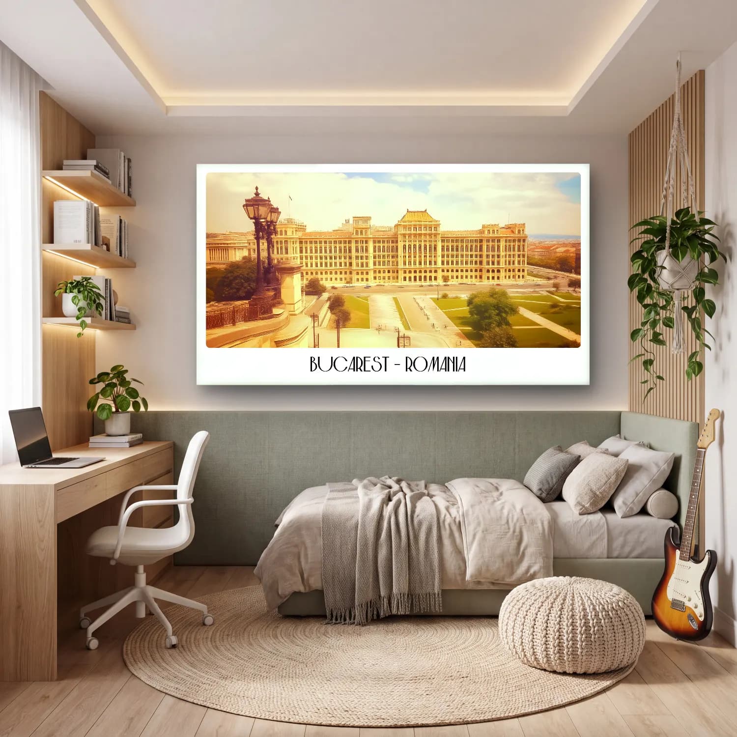 Pastel Antik Kalıntılar – Sarı Tonlar cam tablo — genç odasında