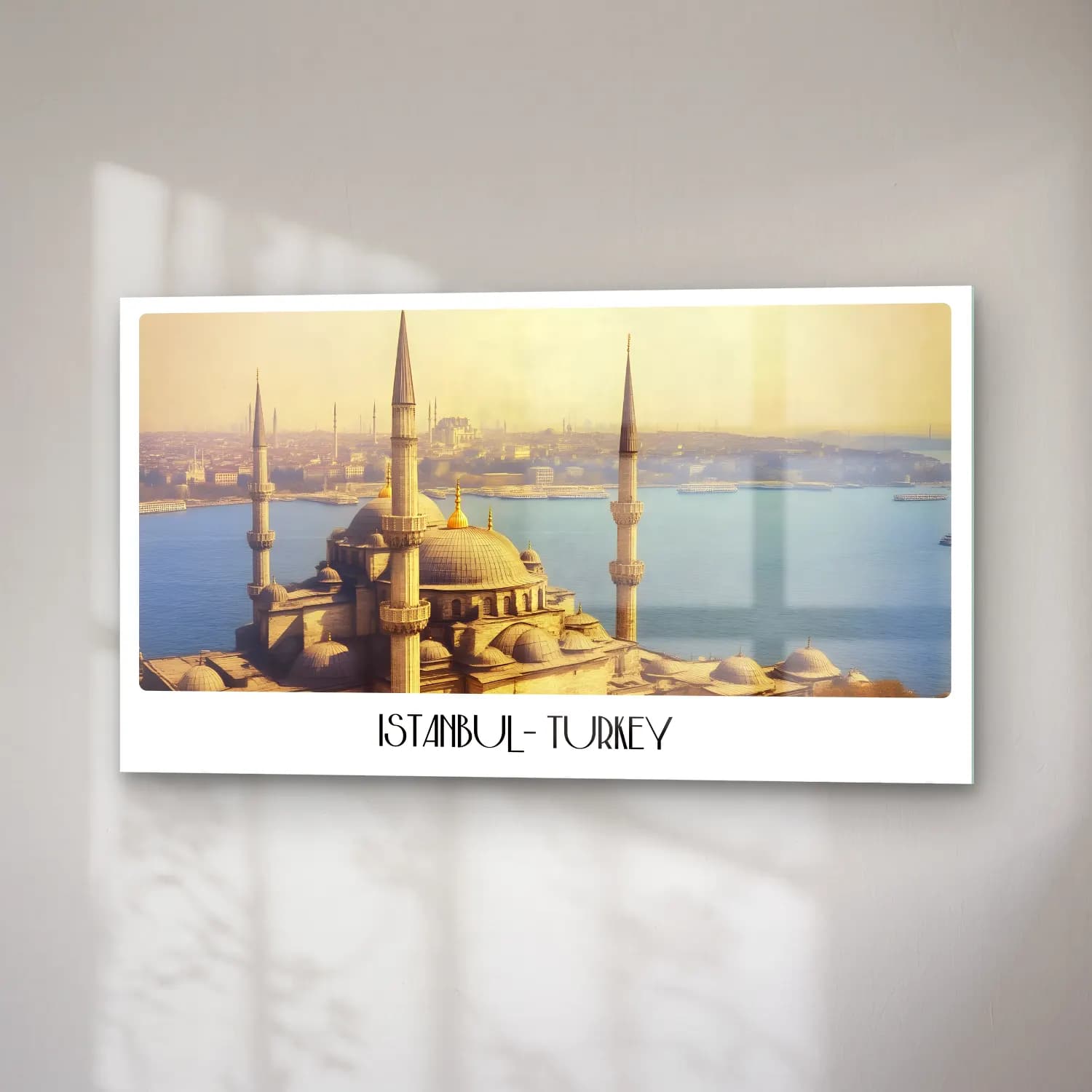 Pastel İstanbul – Sarı Tonlar cam tablo — sağ açıdan görünüm