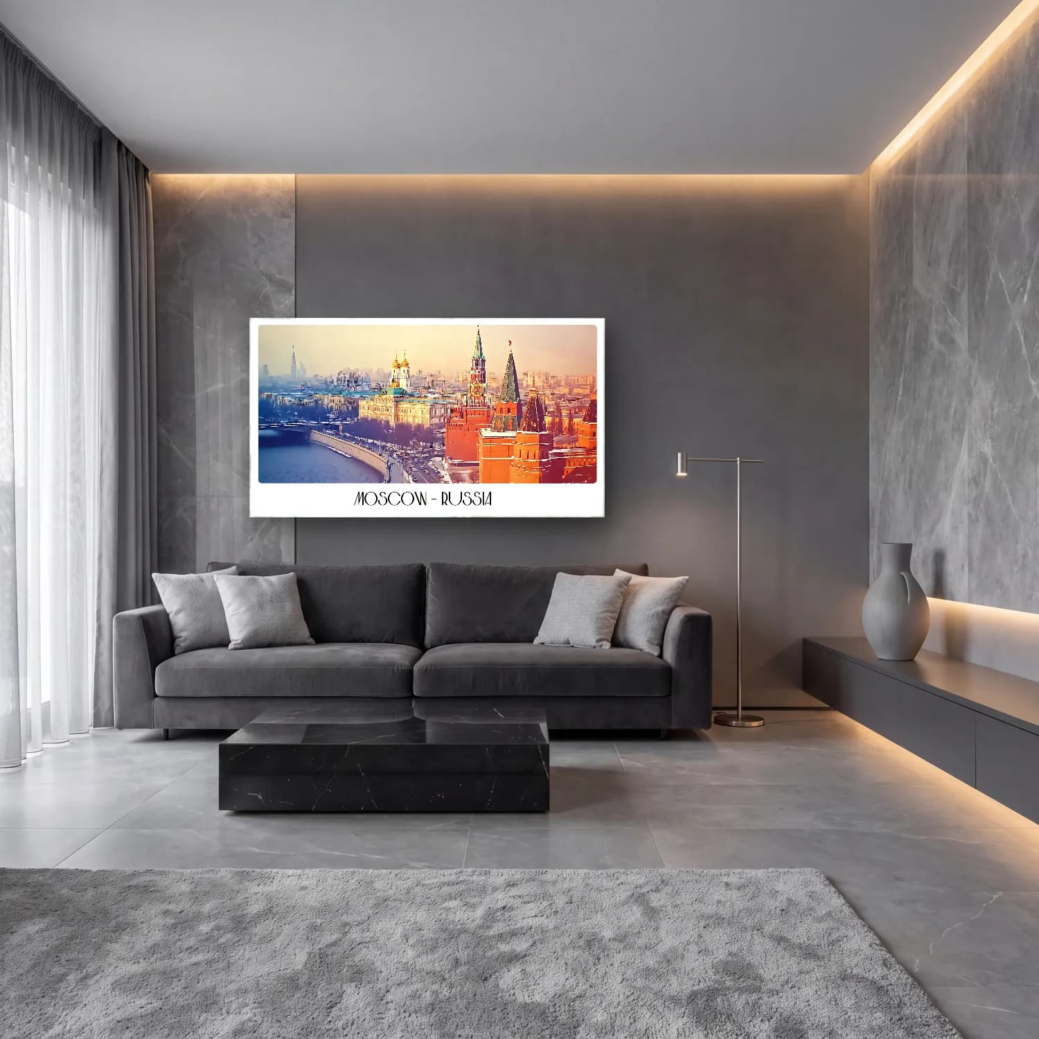Pastel Katedral – Sarı Tonlar cam tablo — lüks salon duvarında