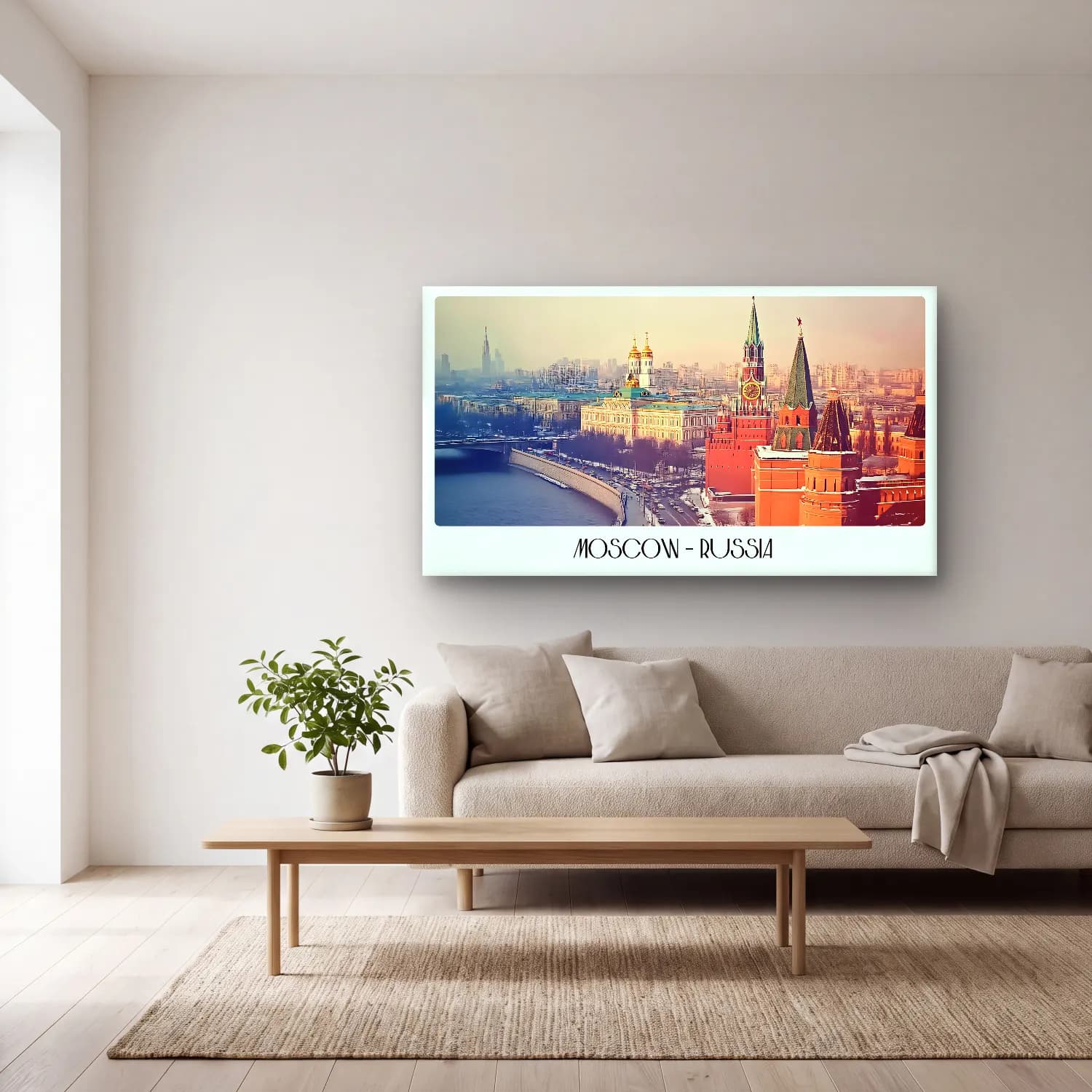 Pastel Katedral – Sarı Tonlar cam tablo — açık renk salonda