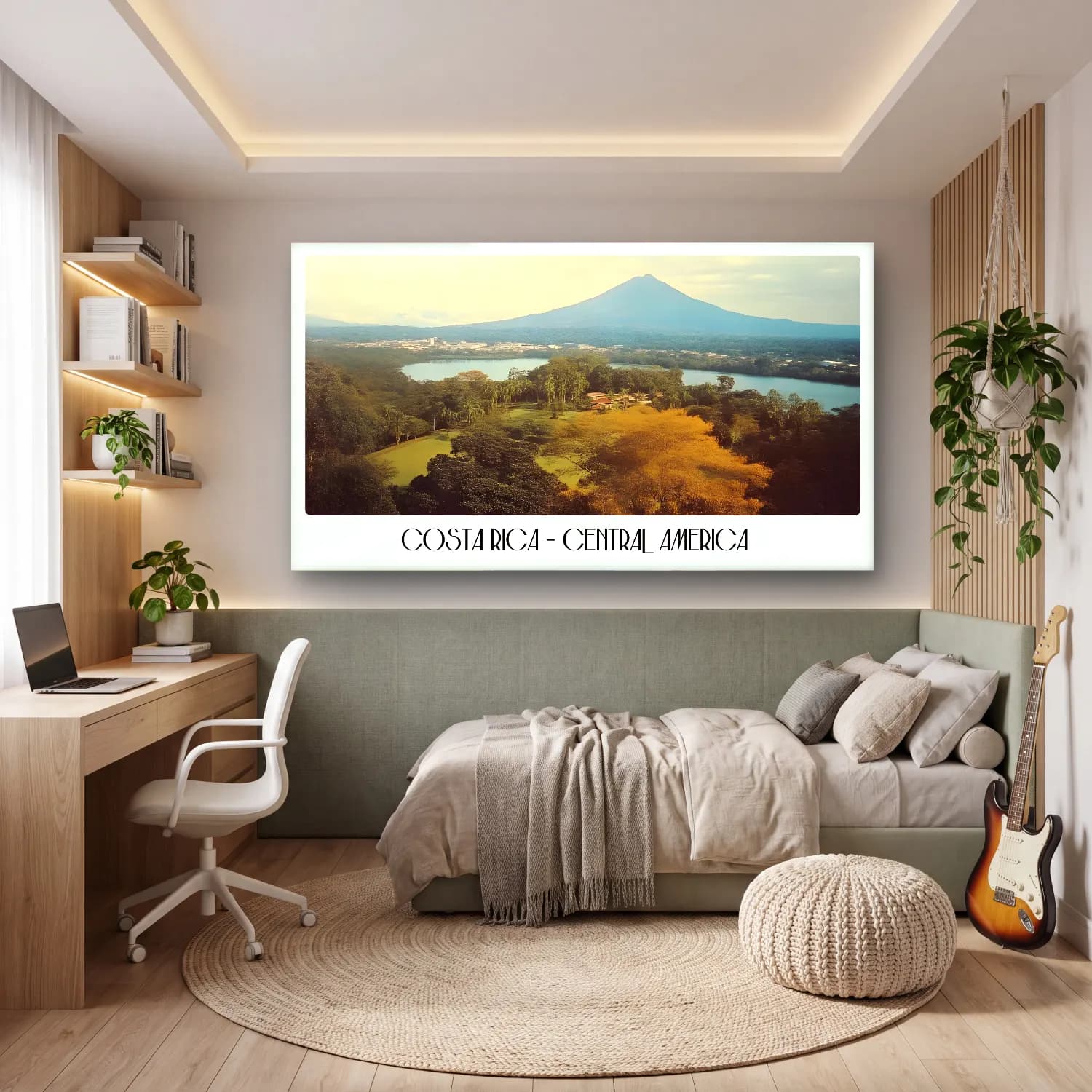 Vintage Poster Golf – Sarı Tonlar cam tablo — genç odasında