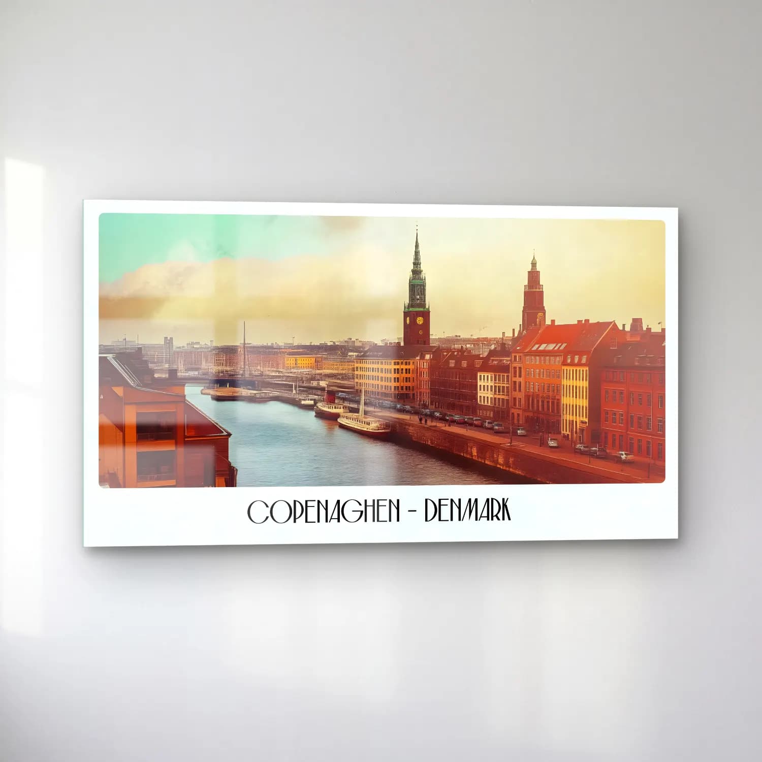 Vintage Poster Liman ve Tekneler No. 2 cam tablo — sol açıdan görünüm