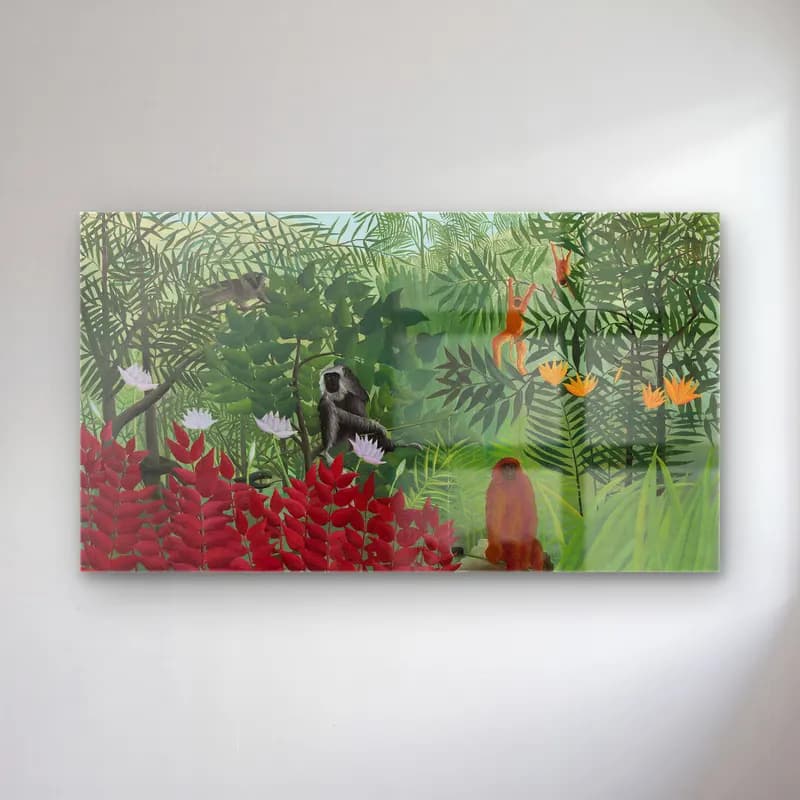 Henri Rousseau – Tropical Forest withe Monkeys cam tablo — Henri Rousseau – Tropical Forest withe Monkeys — botanik i̇llüstrasyon maymun