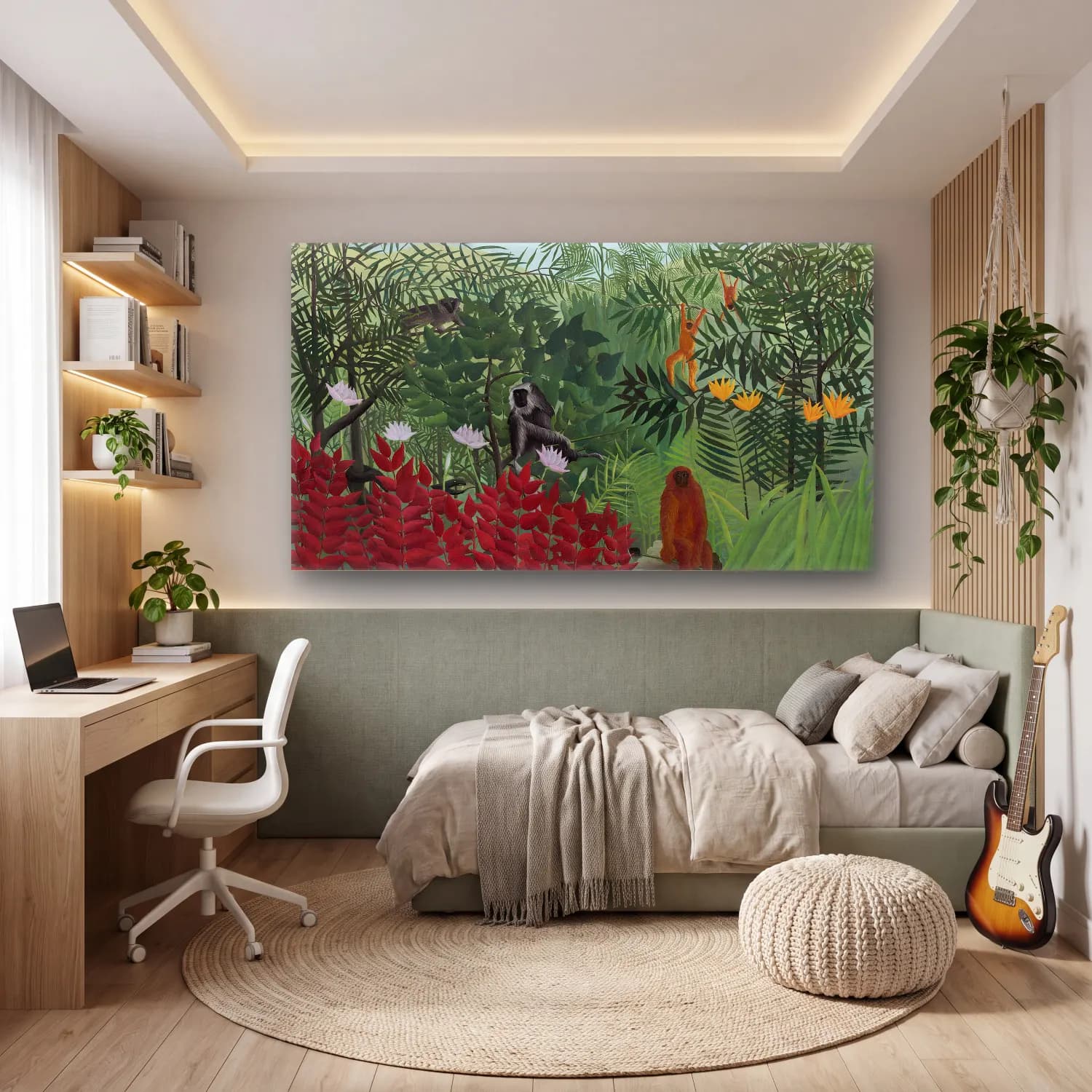 Henri Rousseau – Tropical Forest withe Monkeys cam tablo — genç odasında