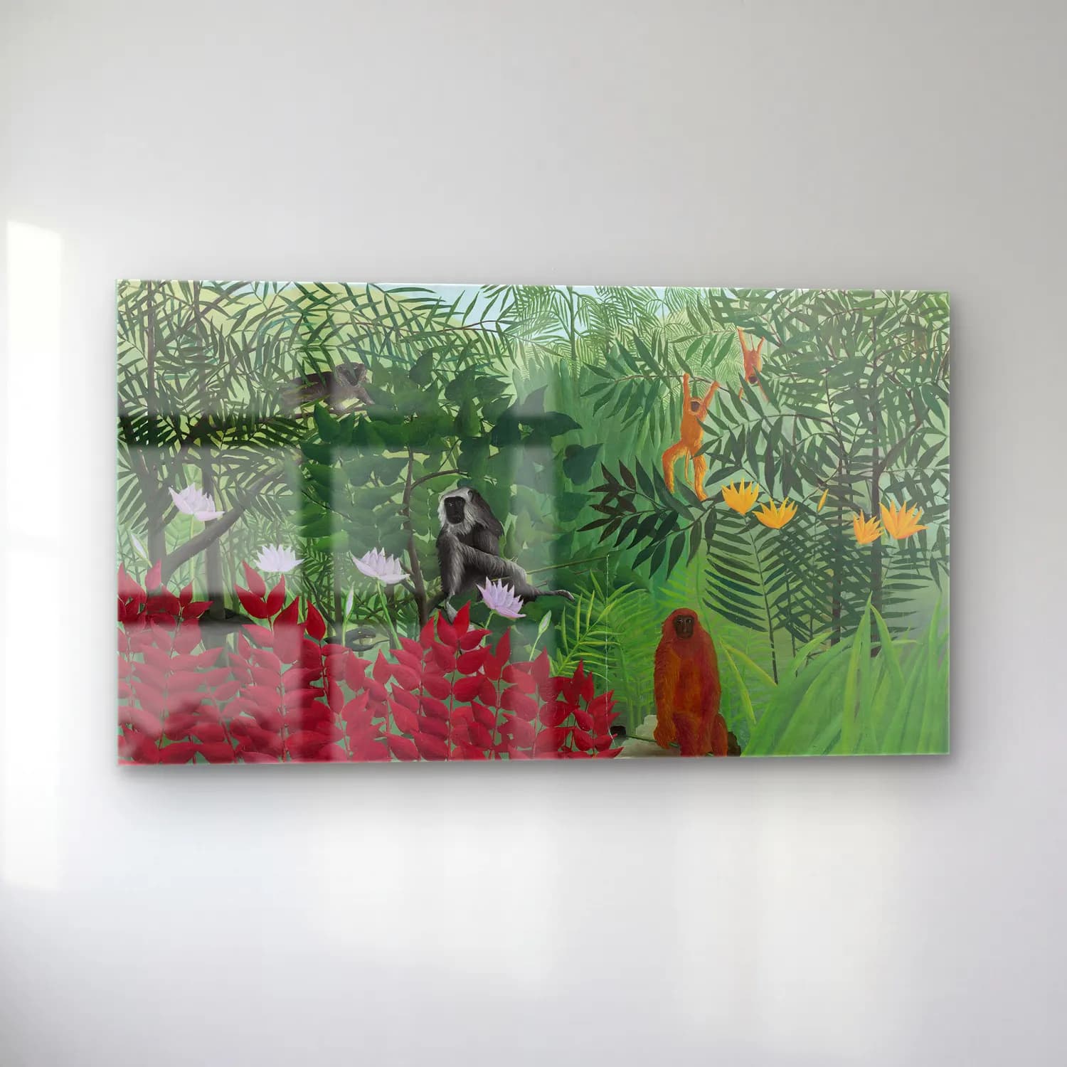 Henri Rousseau – Tropical Forest withe Monkeys cam tablo — sol açıdan görünüm