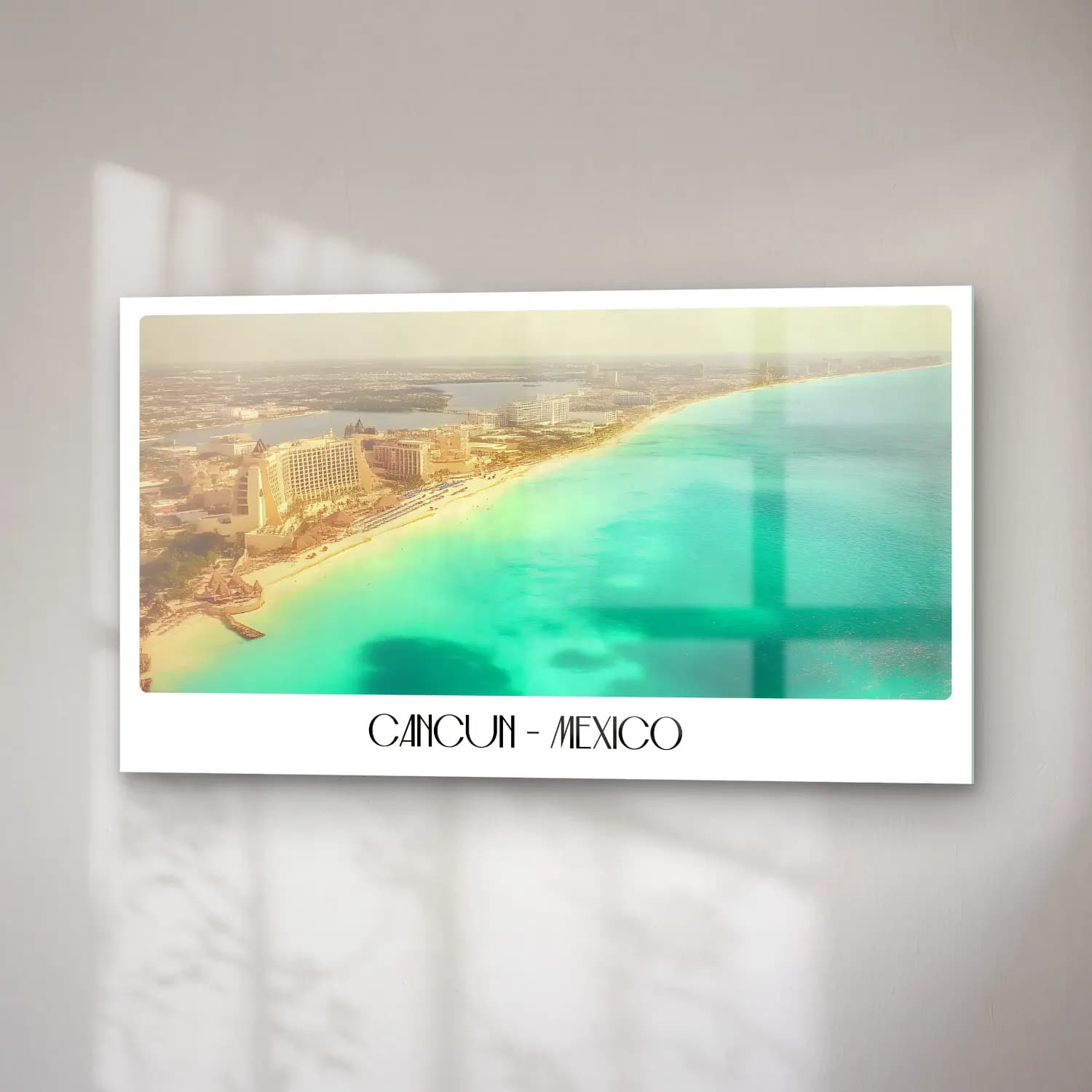 Pastel Dalgalı Sahil No. 21 cam tablo — sağ açıdan görünüm