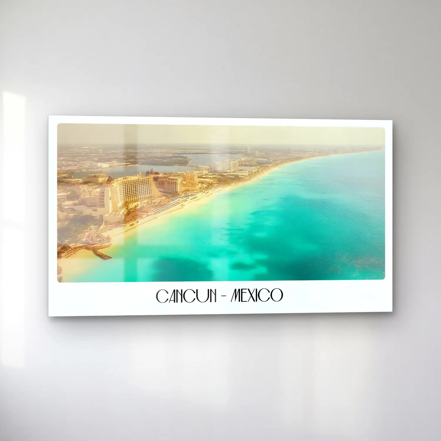 Pastel Dalgalı Sahil No. 21 cam tablo — sol açıdan görünüm