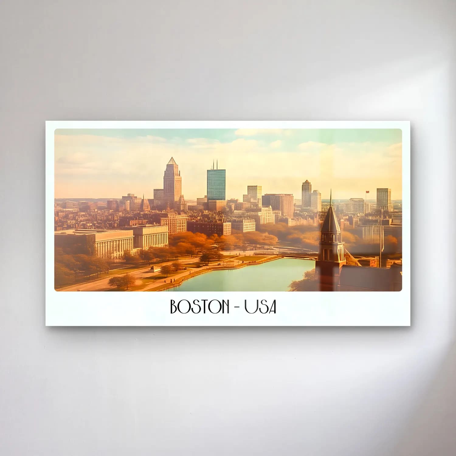 Pastel New York Silüeti – Sarı Tonlar cam tablo — Pastel New York Silüeti – Sarı Tonlar — pastel new york silüeti