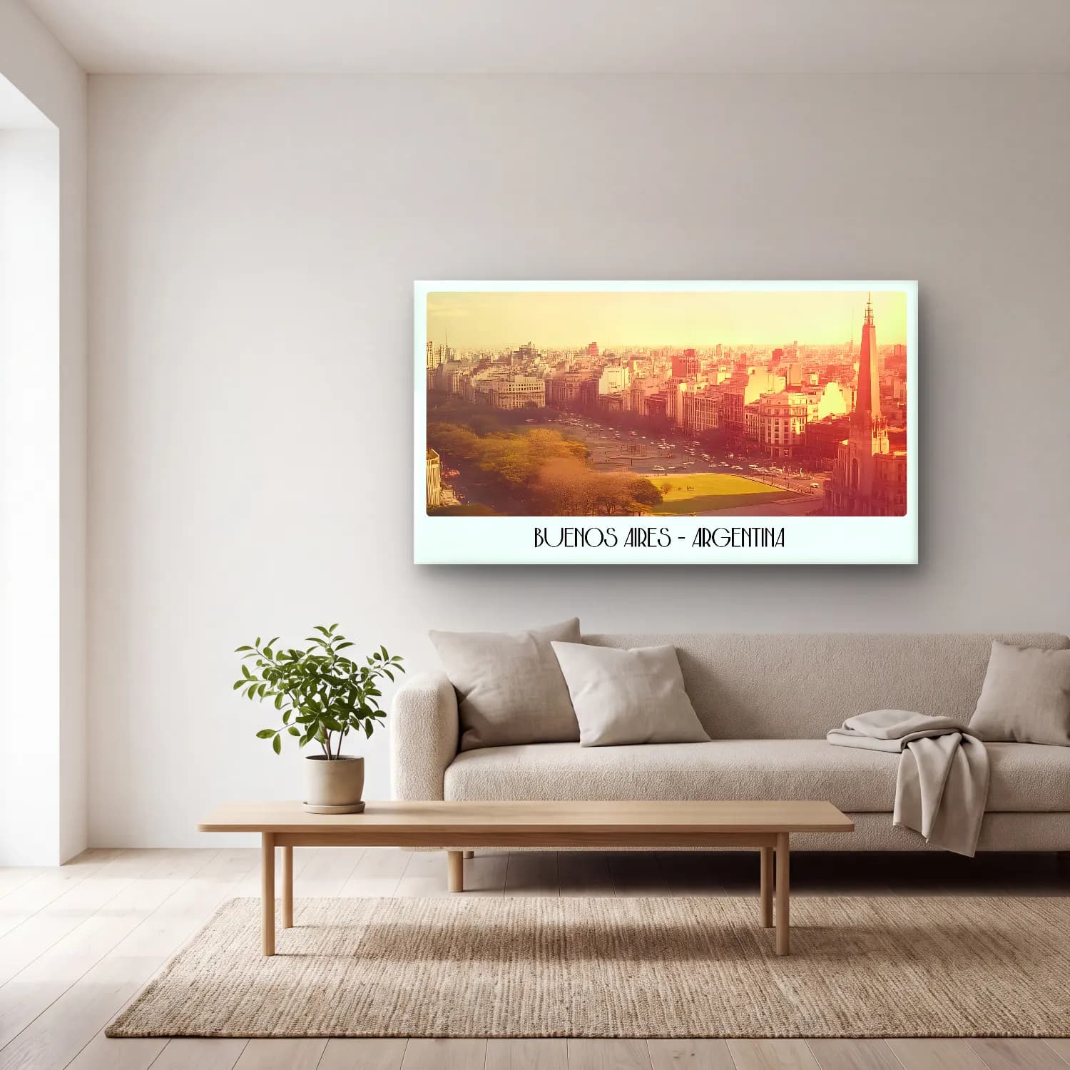 Pastel Gece Şehir – Sarı Tonlar cam tablo — açık renk salonda