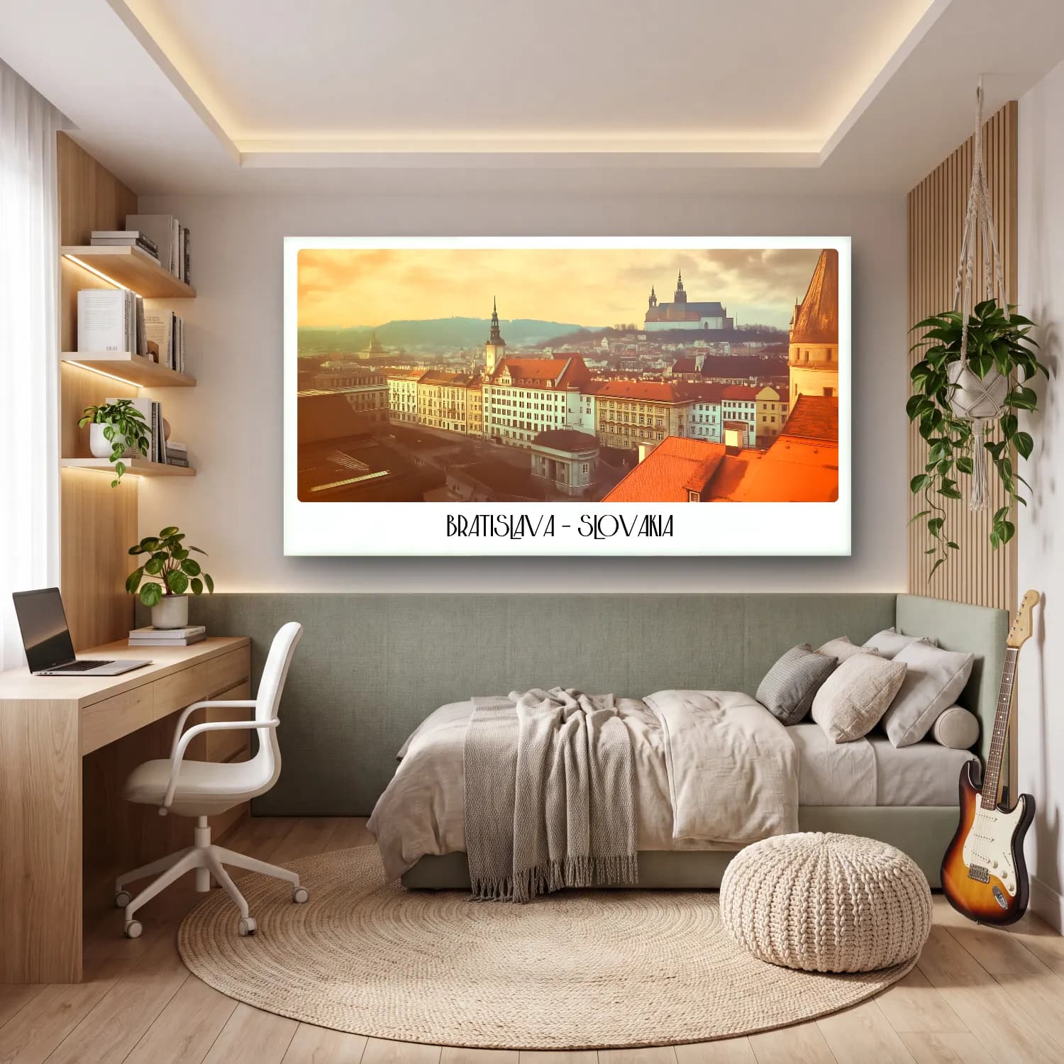 Pastel Şato – Sarı Tonlar cam tablo — genç odasında