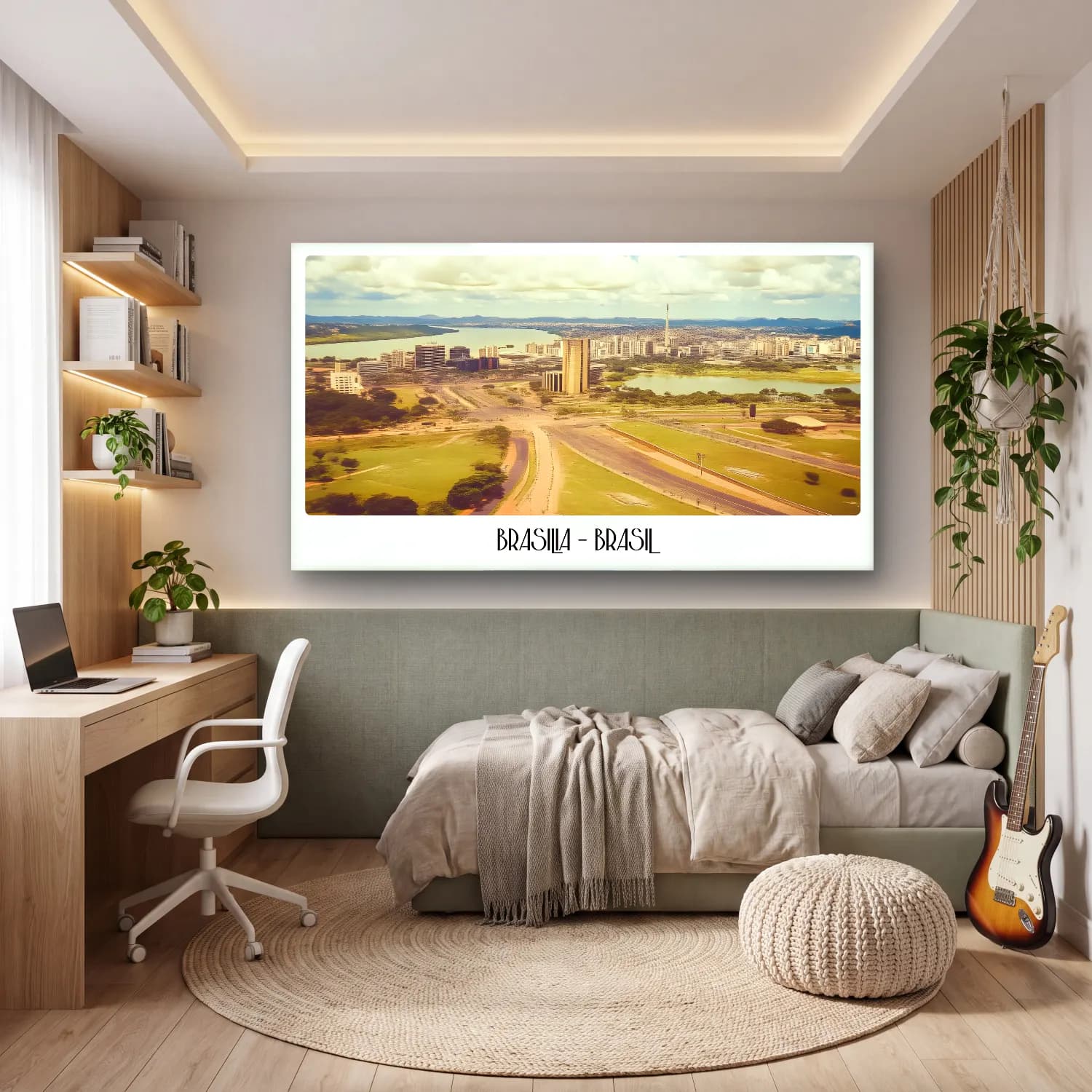 Pastel Köprü – Sarı Tonlar cam tablo — genç odasında