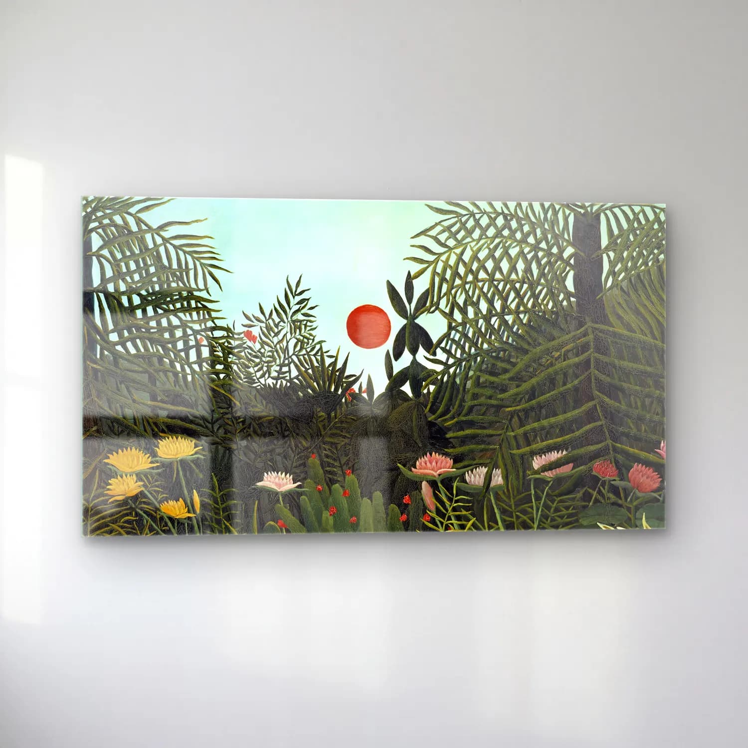 Henri Rousseau – Virgin Forest with-Sunset II cam tablo — sol açıdan görünüm