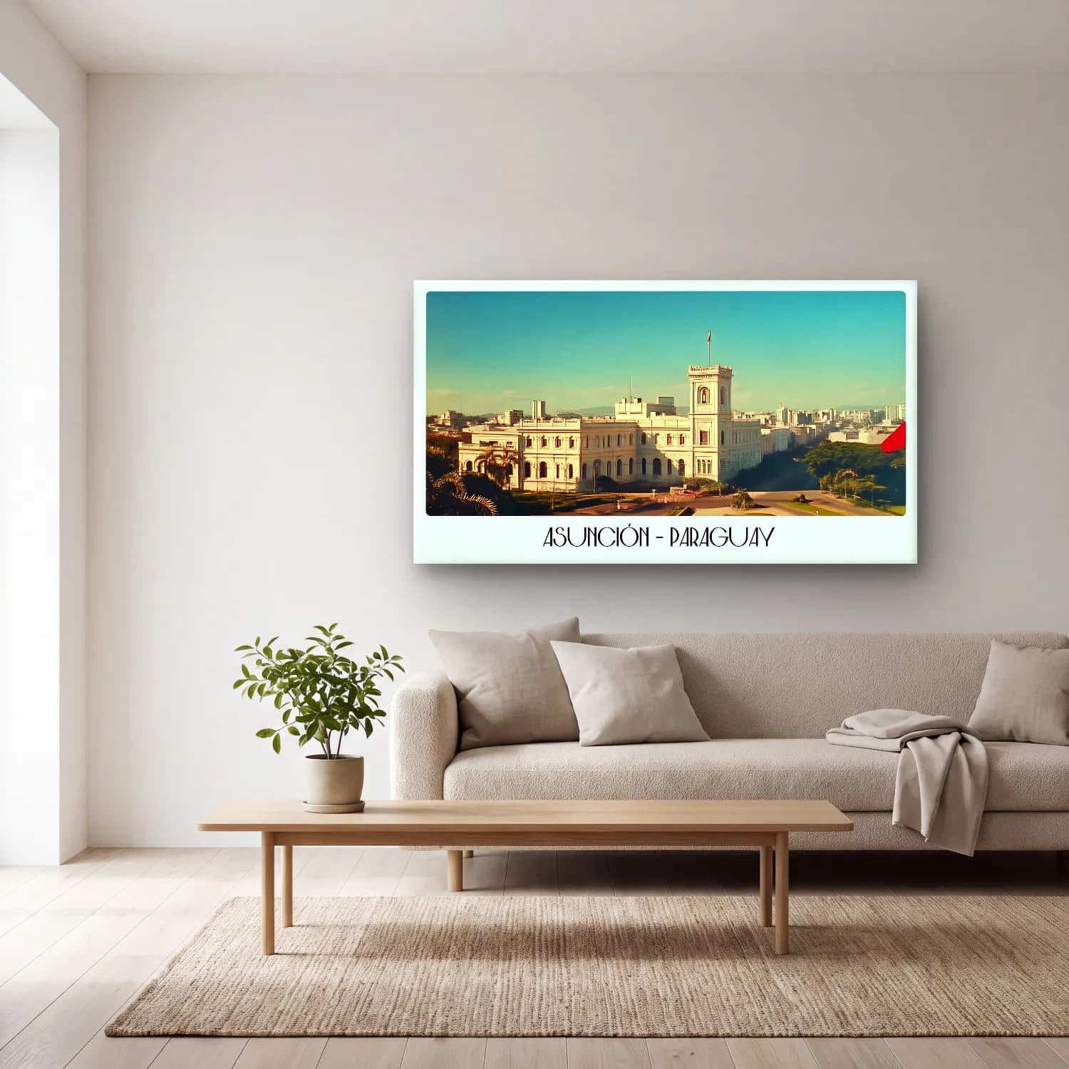 Pastel Şato No. 3 cam tablo — açık renk salonda