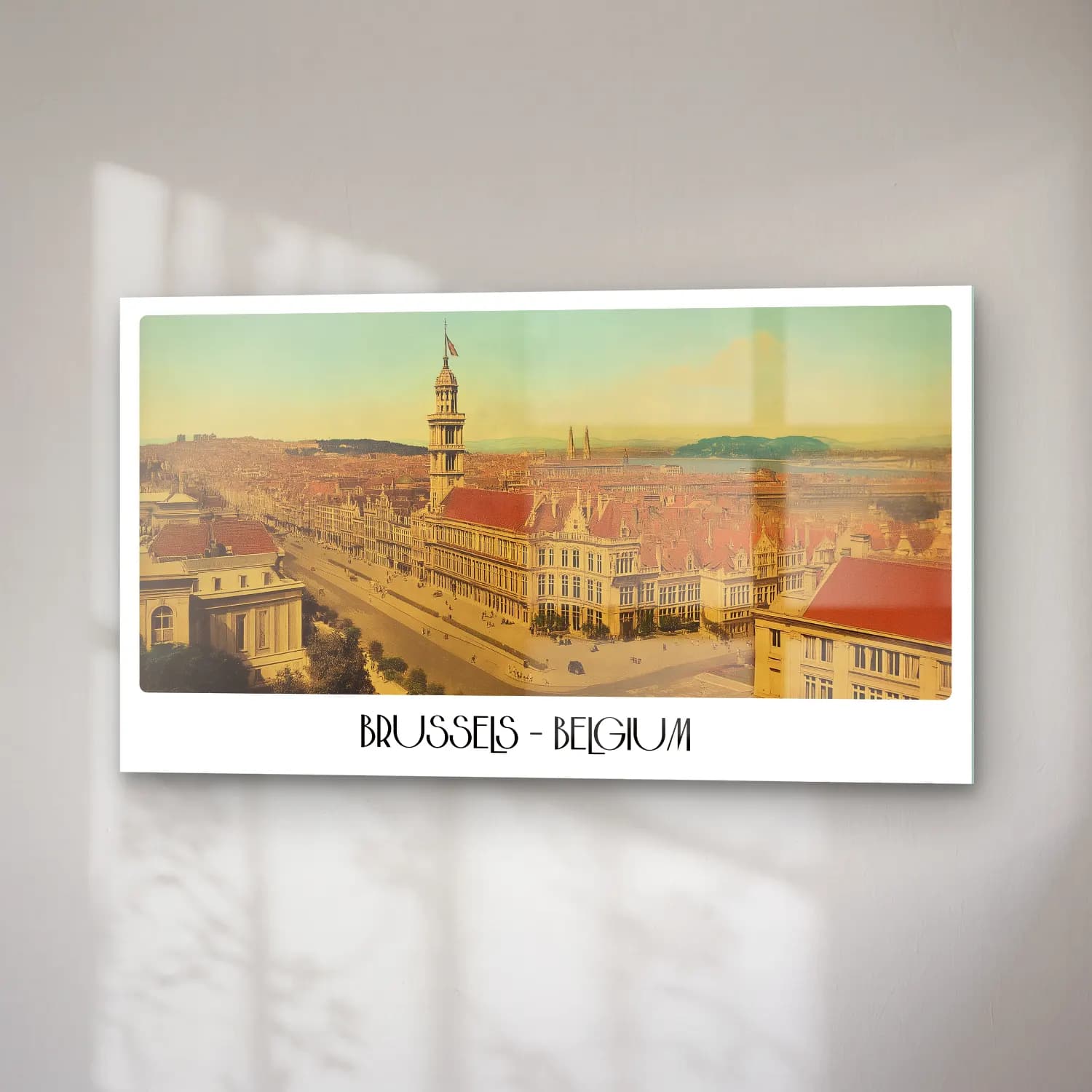 Vintage Poster Kafeli Avrupa Sokağı No. 4 cam tablo — sağ açıdan görünüm