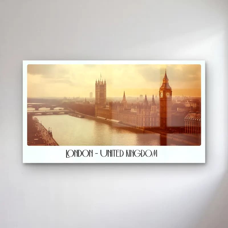 Vintage Poster Londra – Bej Tonlar cam tablo — Vintage Poster Londra – Bej Tonlar — vintage poster londra