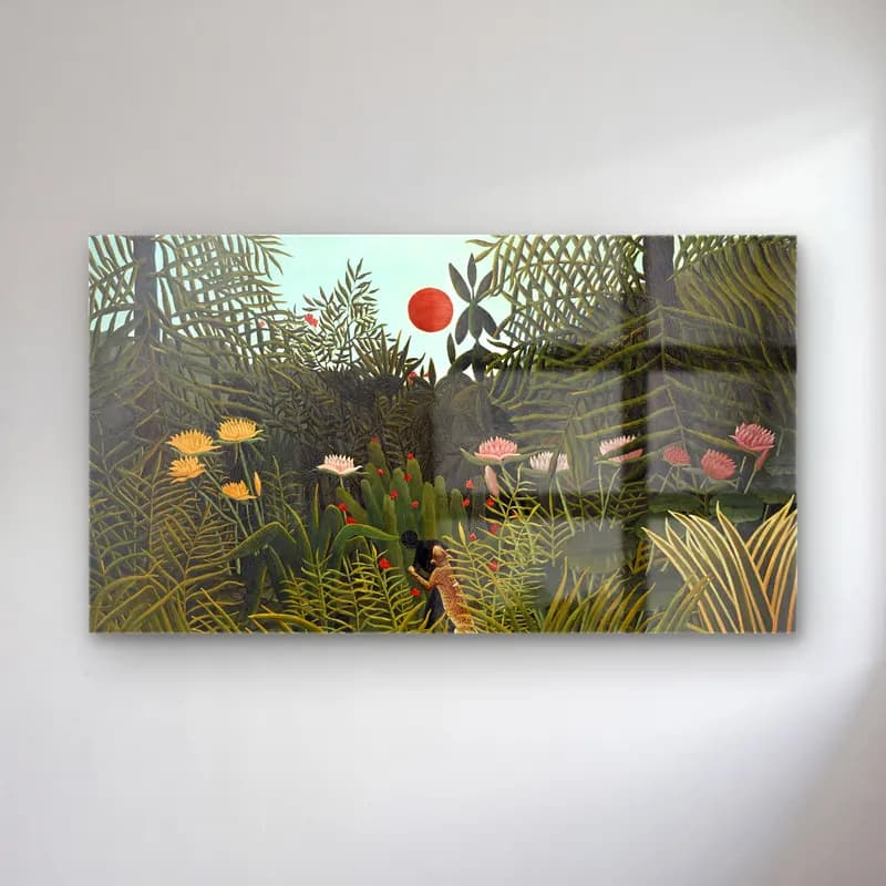 Henri Rousseau – Virgin Forest with-Sunset cam tablo — Henri Rousseau – Virgin Forest with-Sunset — vintage çiçek bahçesi