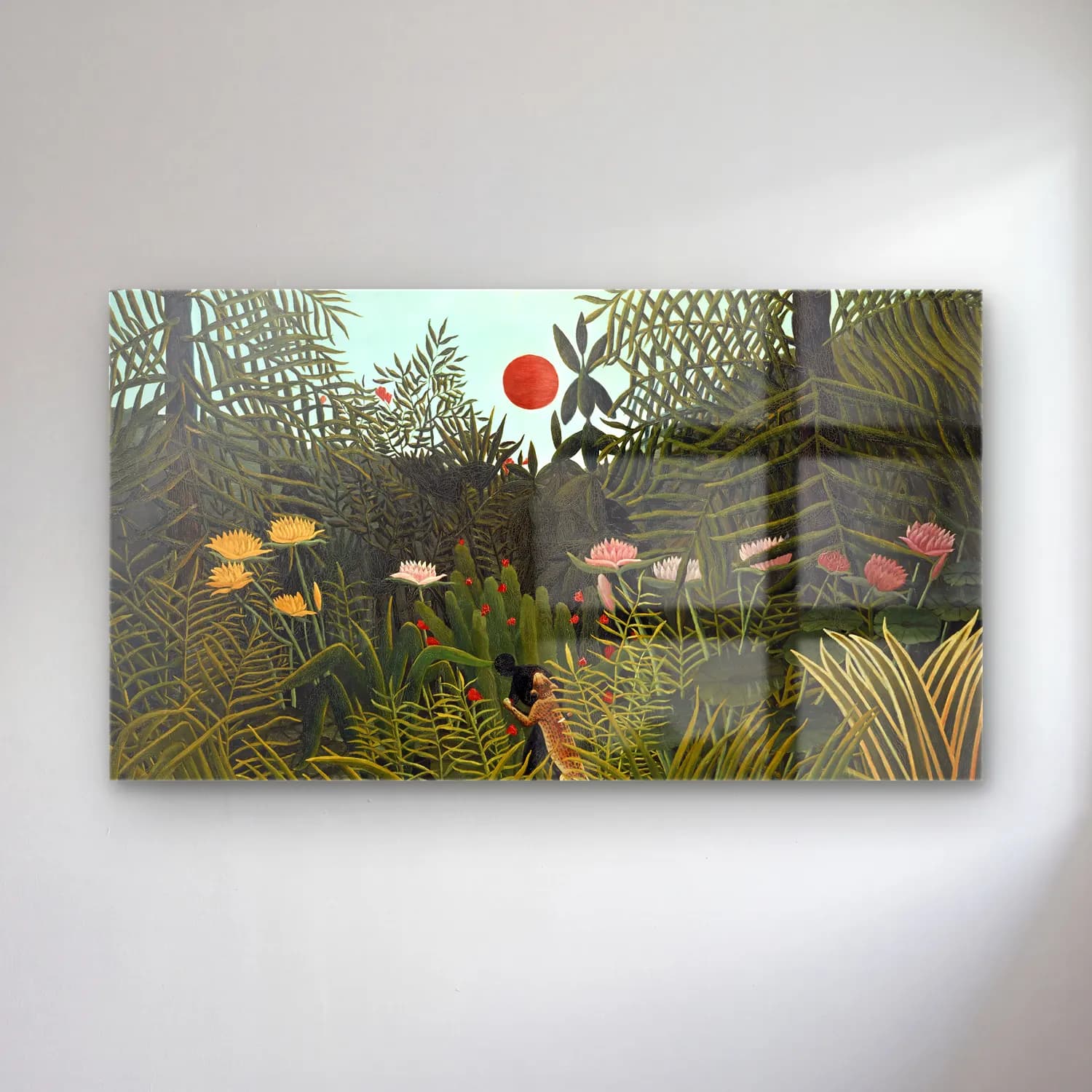 Henri Rousseau – Virgin Forest with-Sunset cam tablo — Henri Rousseau – Virgin Forest with-Sunset — vintage çiçek bahçesi
