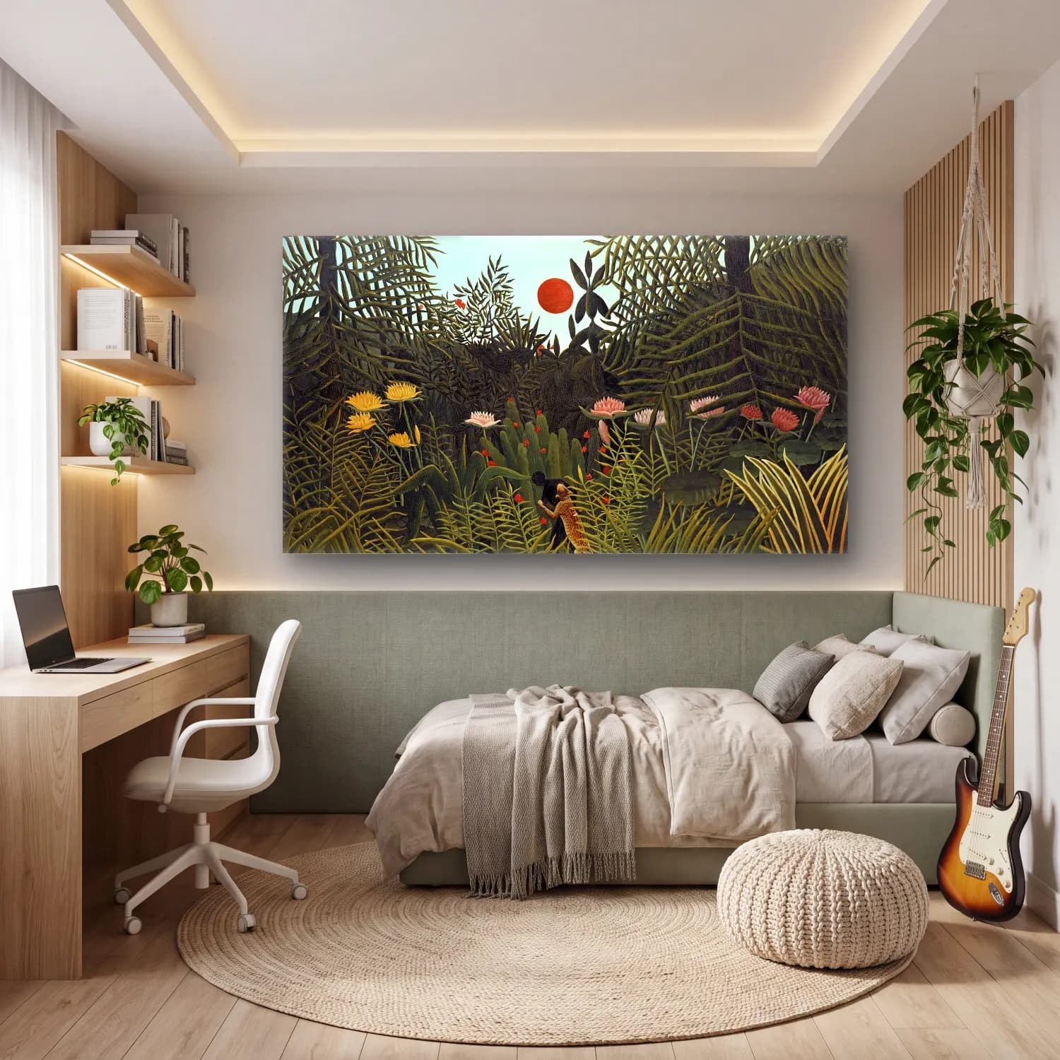 Henri Rousseau – Virgin Forest with-Sunset cam tablo — genç odasında