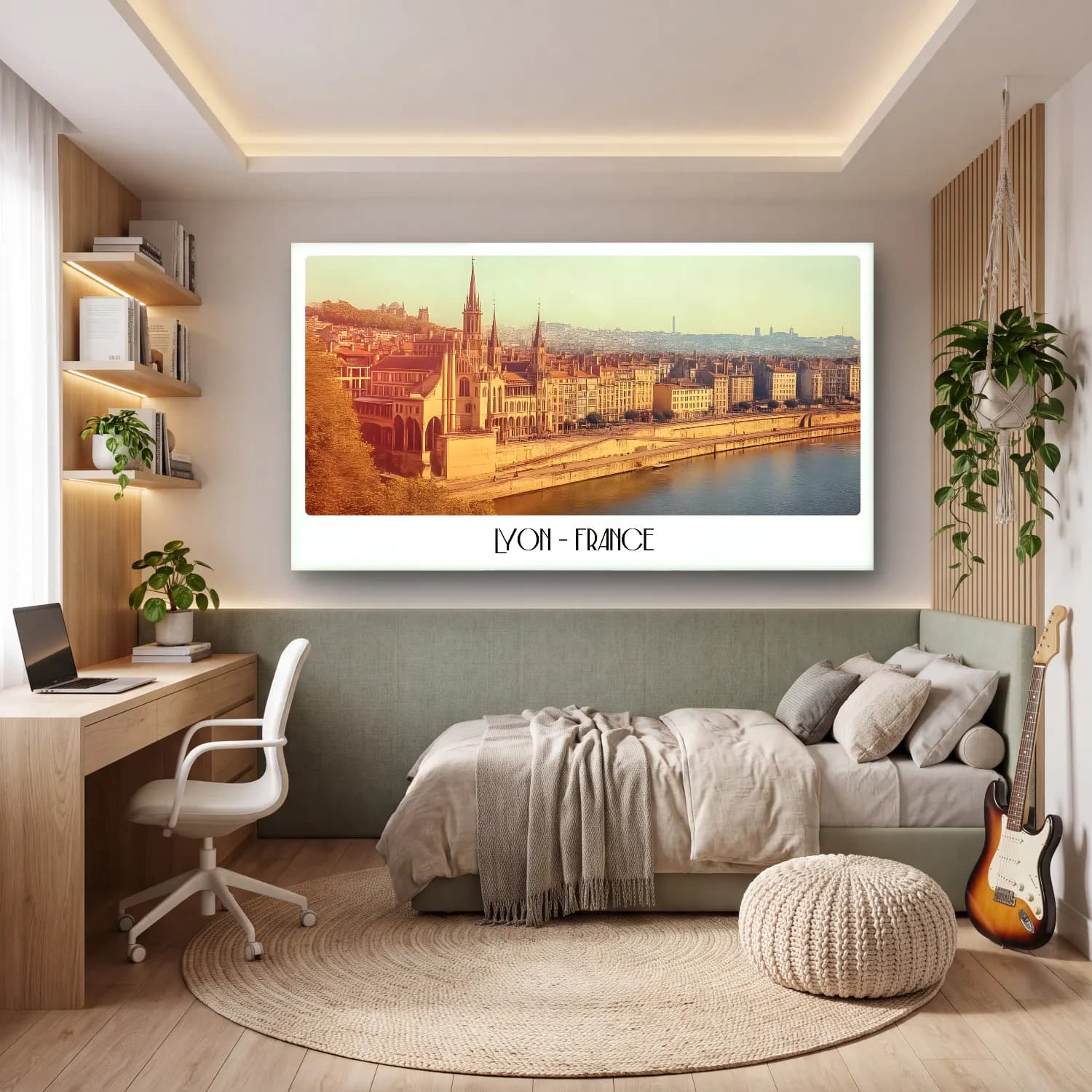 Pastel Paris ve Eyfel Kulesi – Bej Tonlar cam tablo — genç odasında