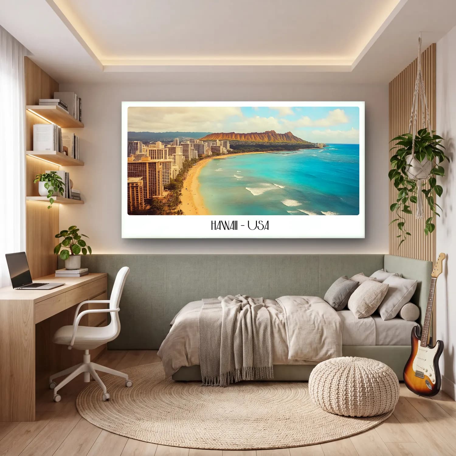 Pastel Dalgalı Sahil No. 22 cam tablo — genç odasında
