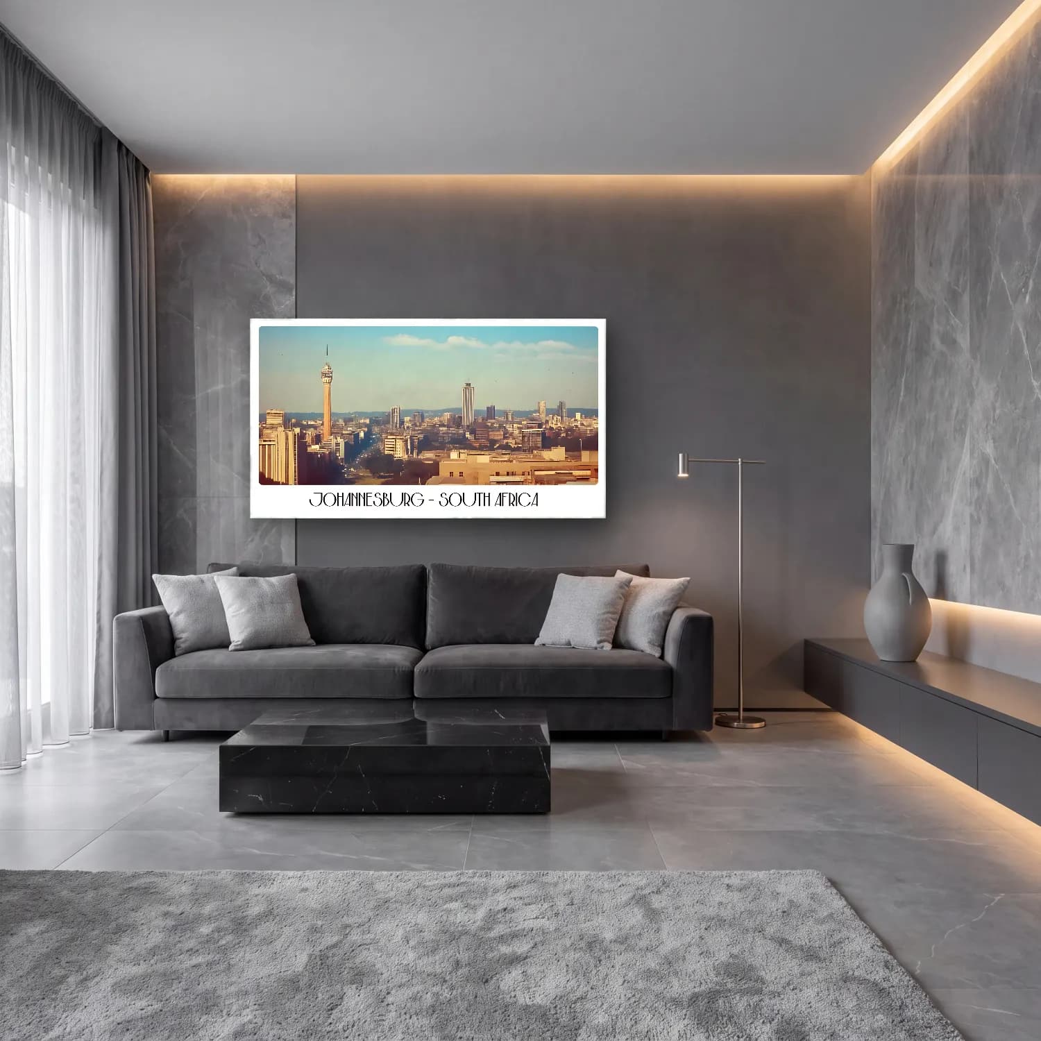 Pastel New York Silüeti – Pastel Tonlar cam tablo — lüks salon duvarında